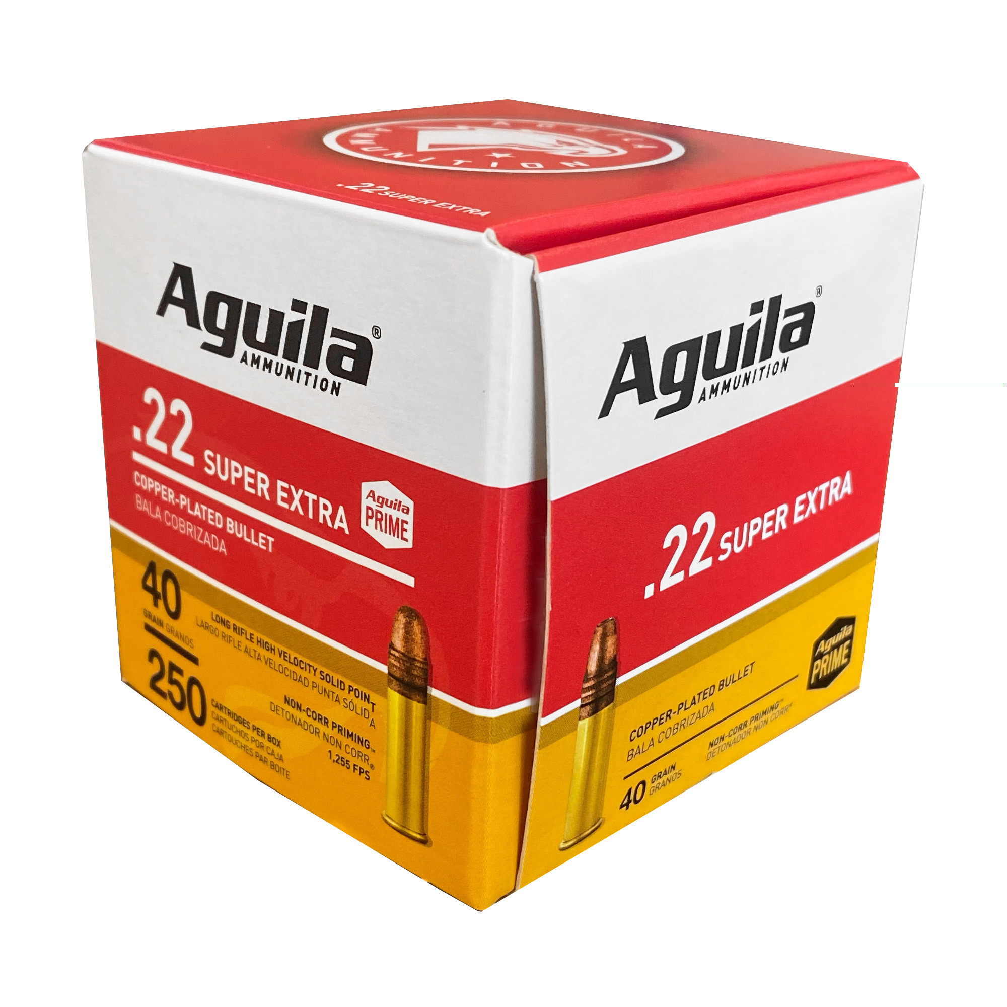 Aguila 1B221100 Super Extra Rimfire 22 LR 40 gr Copper-Plated Solid Point 250 Per Box/ 8 Cs