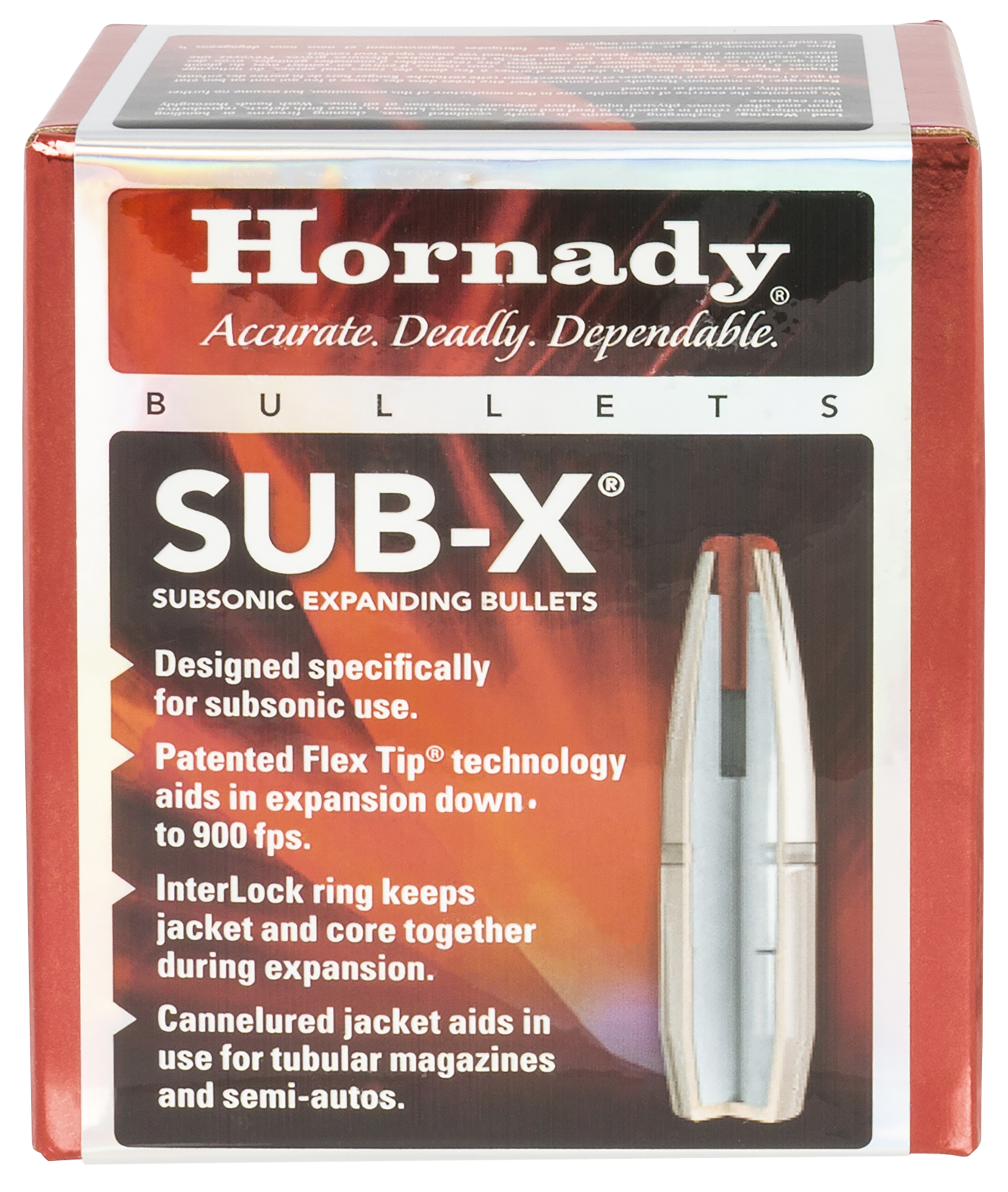 Hornady SUB-X Bullets 30 Caliber (308 Diameter) 175 Grain FTX Box of 100