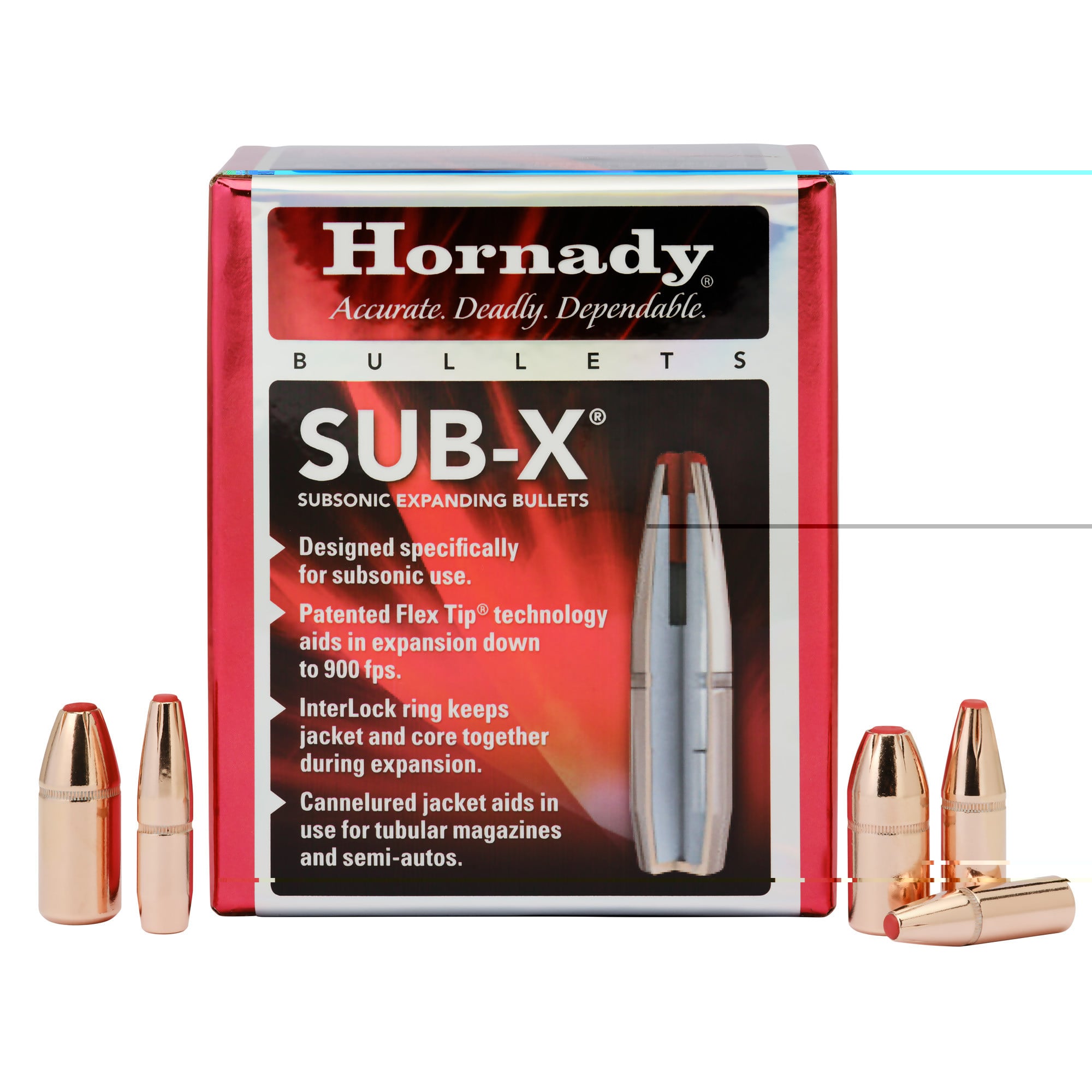 Hornady SUB-X Bullets 30 Caliber (308 Diameter) 175 Grain FTX Box of 100