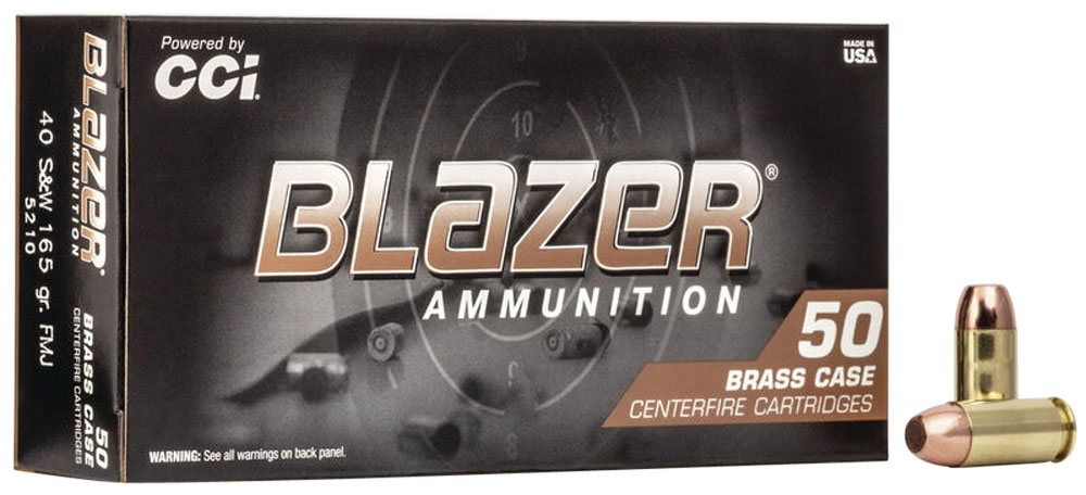 CCI 5210 Blazer Brass Handgun 40 S&W 165 gr FMJ50rd Bx