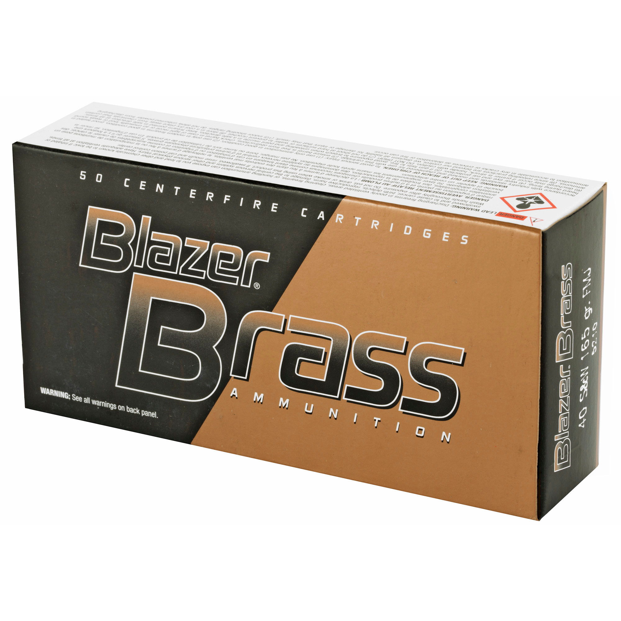 CCI 5210 Blazer Brass Handgun 40 S&W 165 gr FMJ50rd Bx