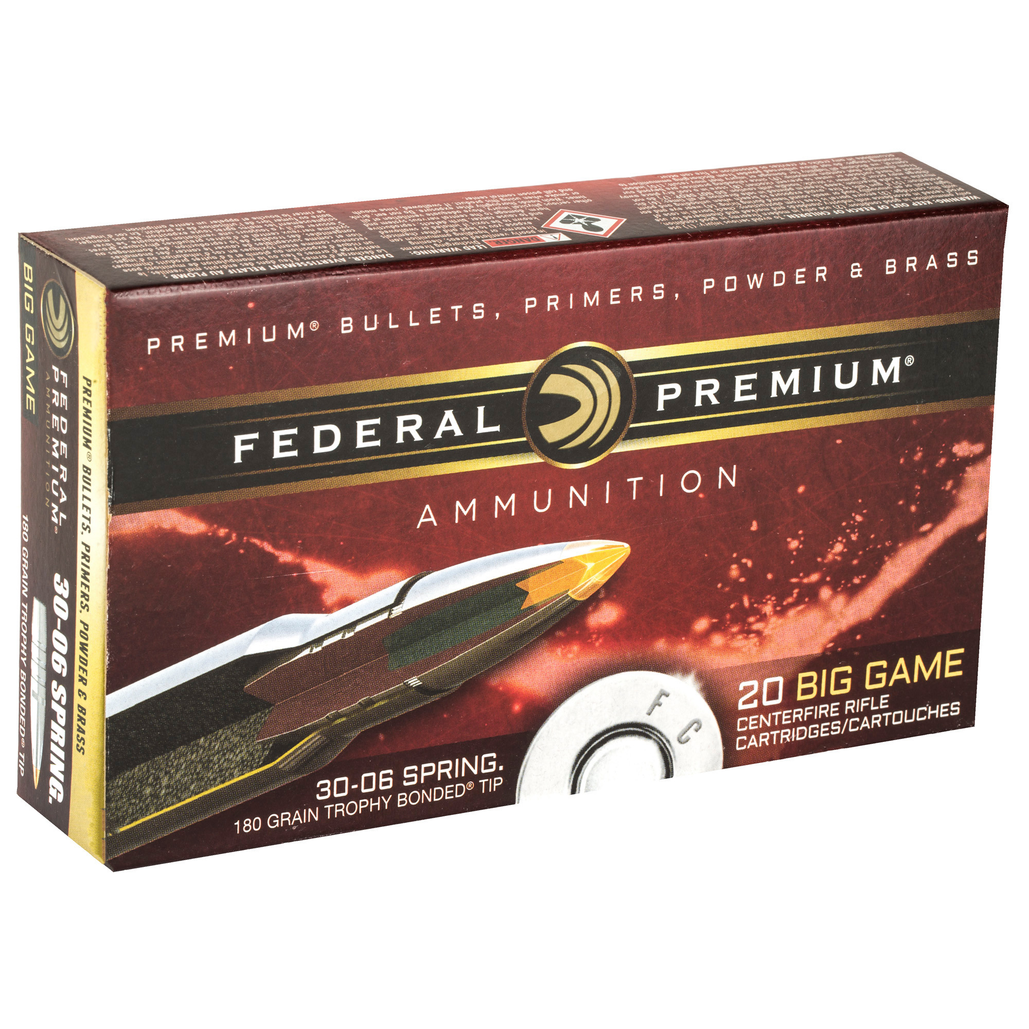 Federal Premium Ammunition 30-06 Springfield 180 Grain Trophy Bonded Tip 20RD