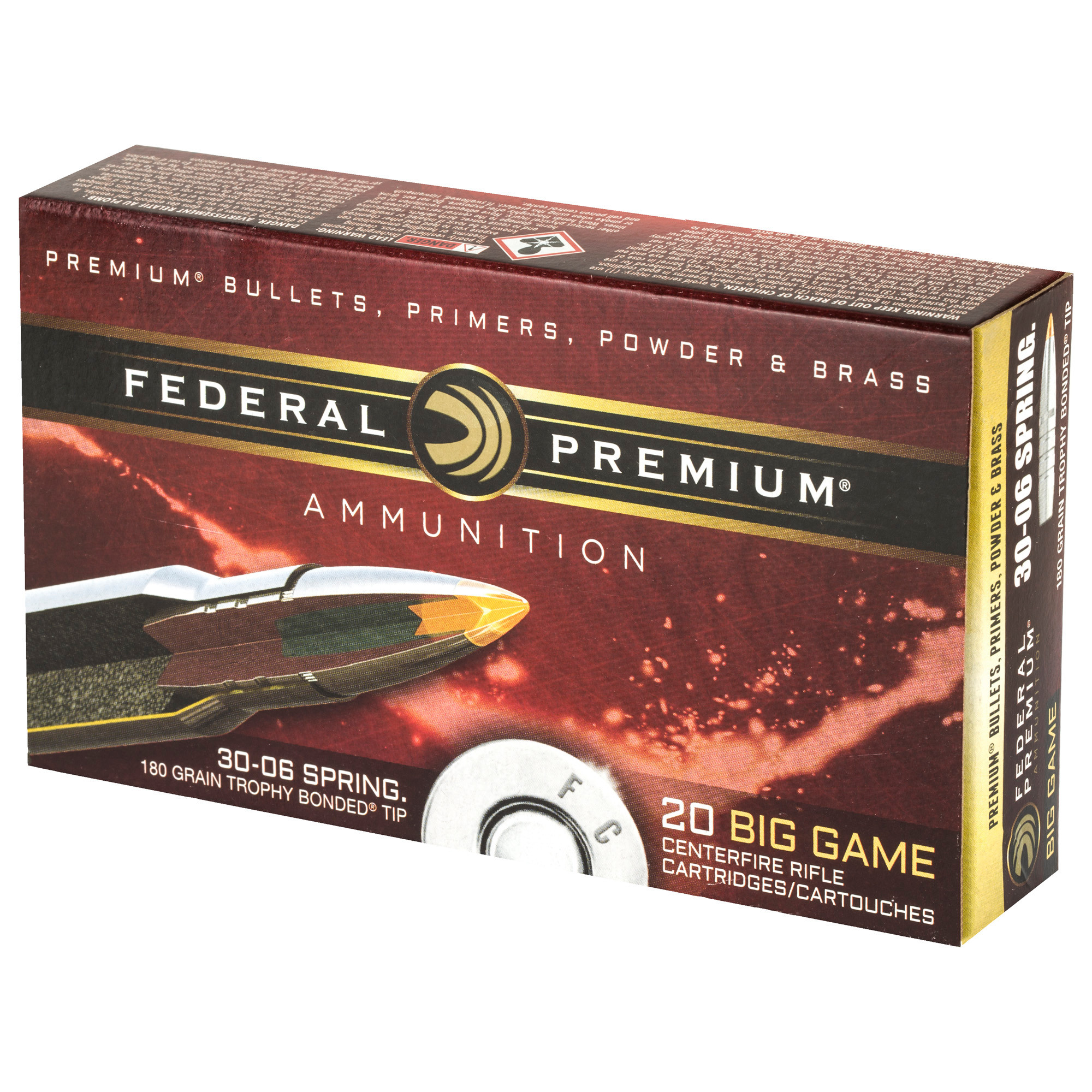 Federal Premium Ammunition 30-06 Springfield 180 Grain Trophy Bonded Tip 20RD