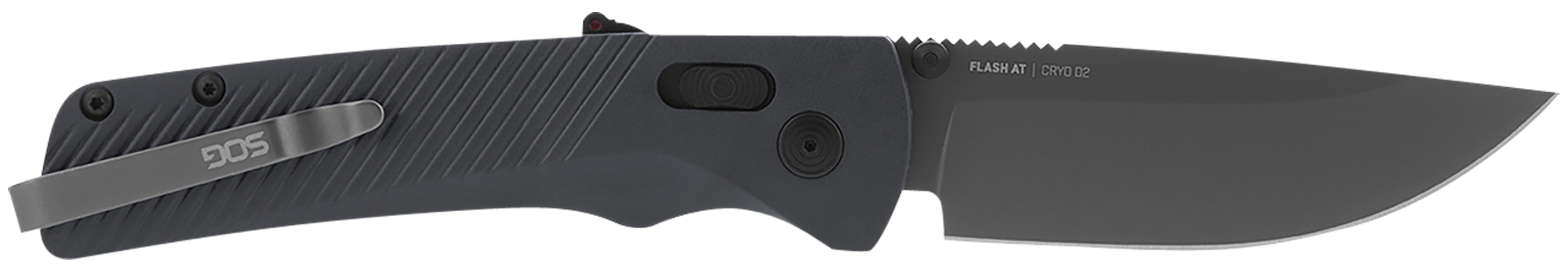 S.O.G SOG11180541 Flash AT 3.45" Folding Plain TiNi Cryo D2 Steel Blade/Urban Grey GRN Handle Includes Pocket Clip