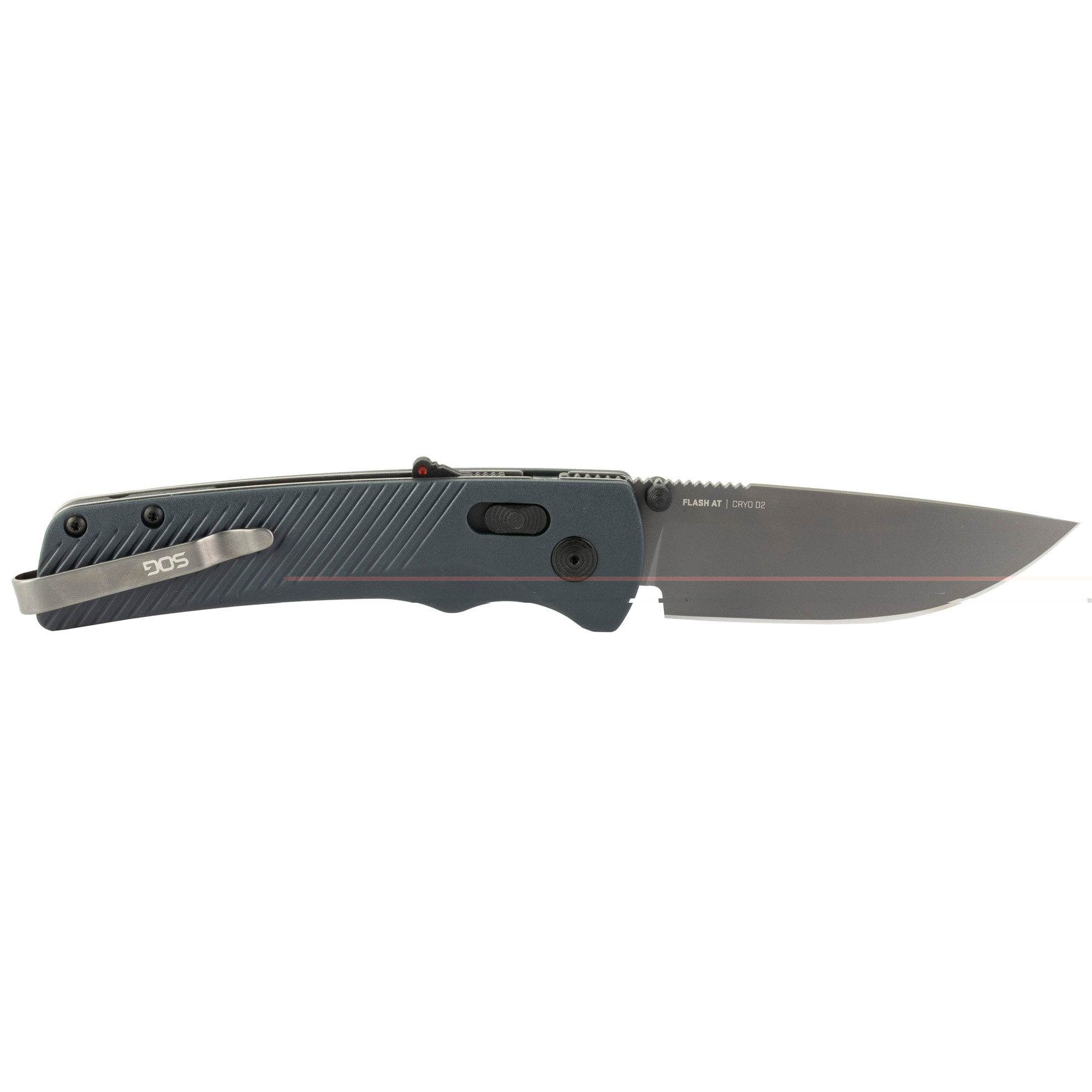 S.O.G SOG11180541 Flash AT 3.45" Folding Plain TiNi Cryo D2 Steel Blade/Urban Grey GRN Handle Includes Pocket Clip
