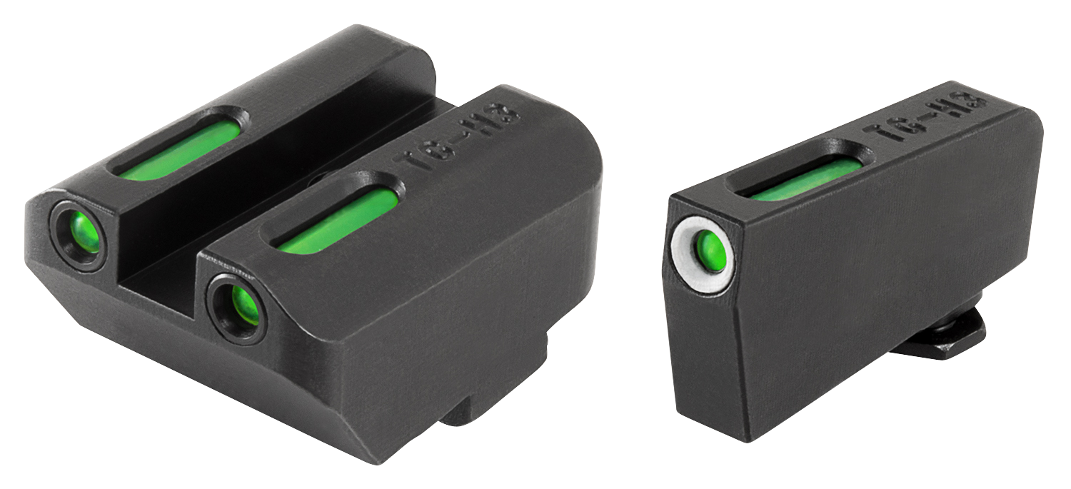 TRUGLO TFX Sight Set Suppressor Height Sight Glock 17, 19, 22, 23, 24, 26, 27, 33, 34, 35 Gen 1, 2, 3, 4, 5 Tritium / Fiber Optic Green with White Front Dot Outline