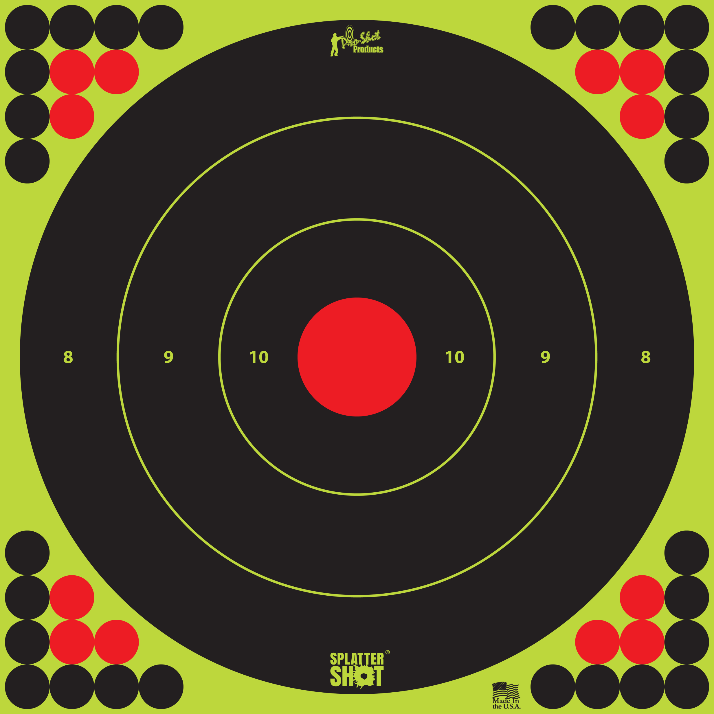 Pro-Shot LONGRANGE172 SplatterShotBlack/Red Self-Adhesive Paper Yes Impact Enhancement Bright Green 17.25" Bullseye 5 Pack Includes Pasters