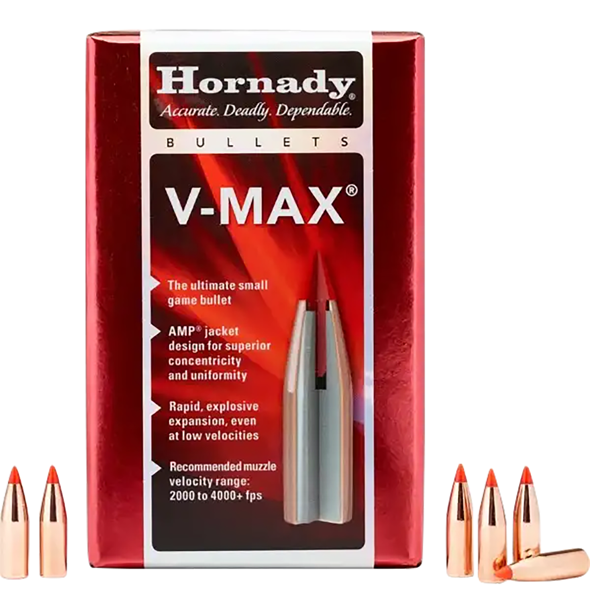 Hornady V-MAX Bullets 22 Caliber (224 Diameter) 55 Grain with Cannelure Box of 100