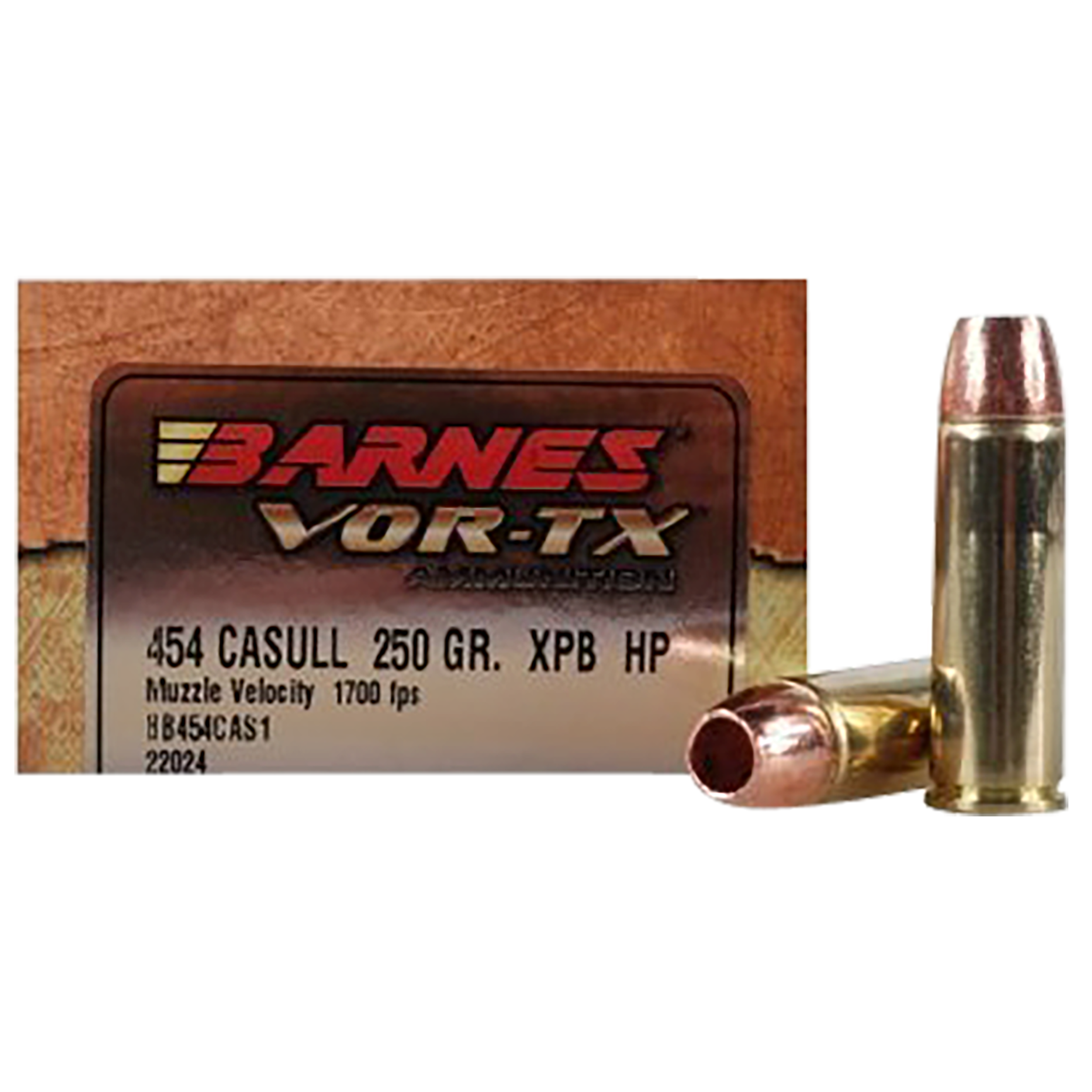 Barnes VOR-TX Ammunition 454 Casull 250 Grain XPB Hollow Point Lead-Free 20RD
