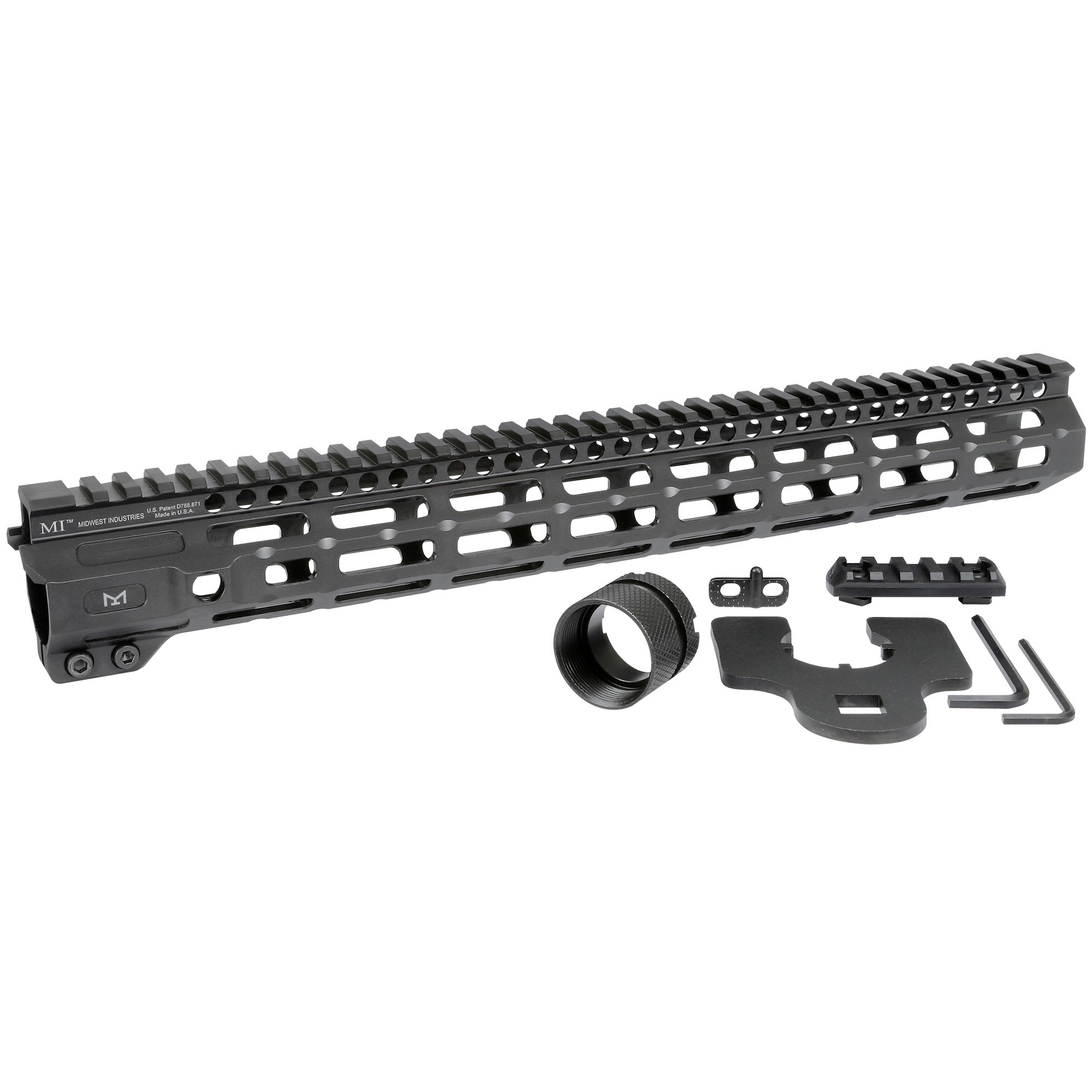 Midwest Industries INC MICRM15 M-Series AR-15 6061 Aluminum Black Hard Coat Anodized 15"