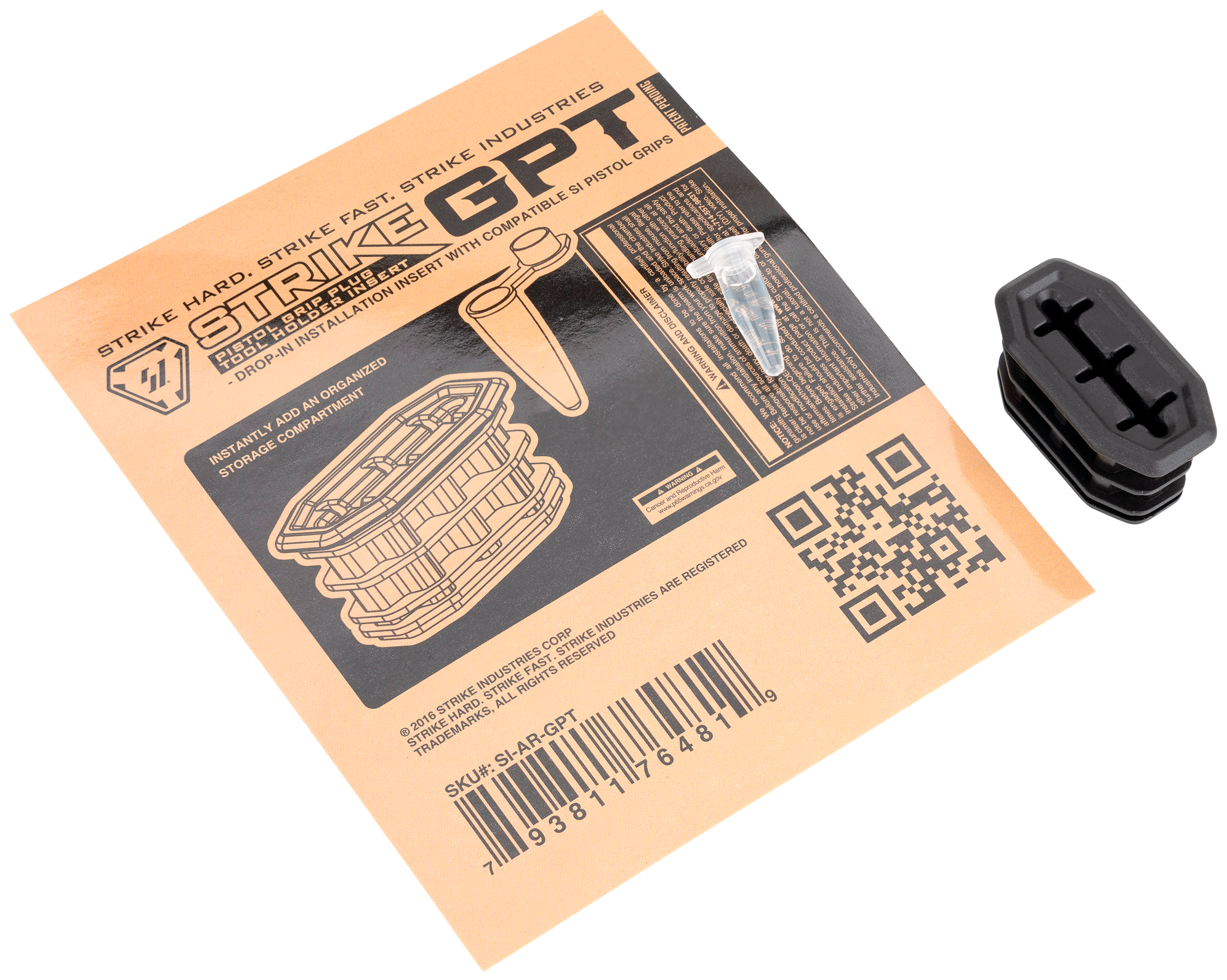 Strike Industries ARGPT Grip Plug Tool Grip Plug Black Pistol Grip Storage Insert for Compatible Strike Industries Pistol Grips