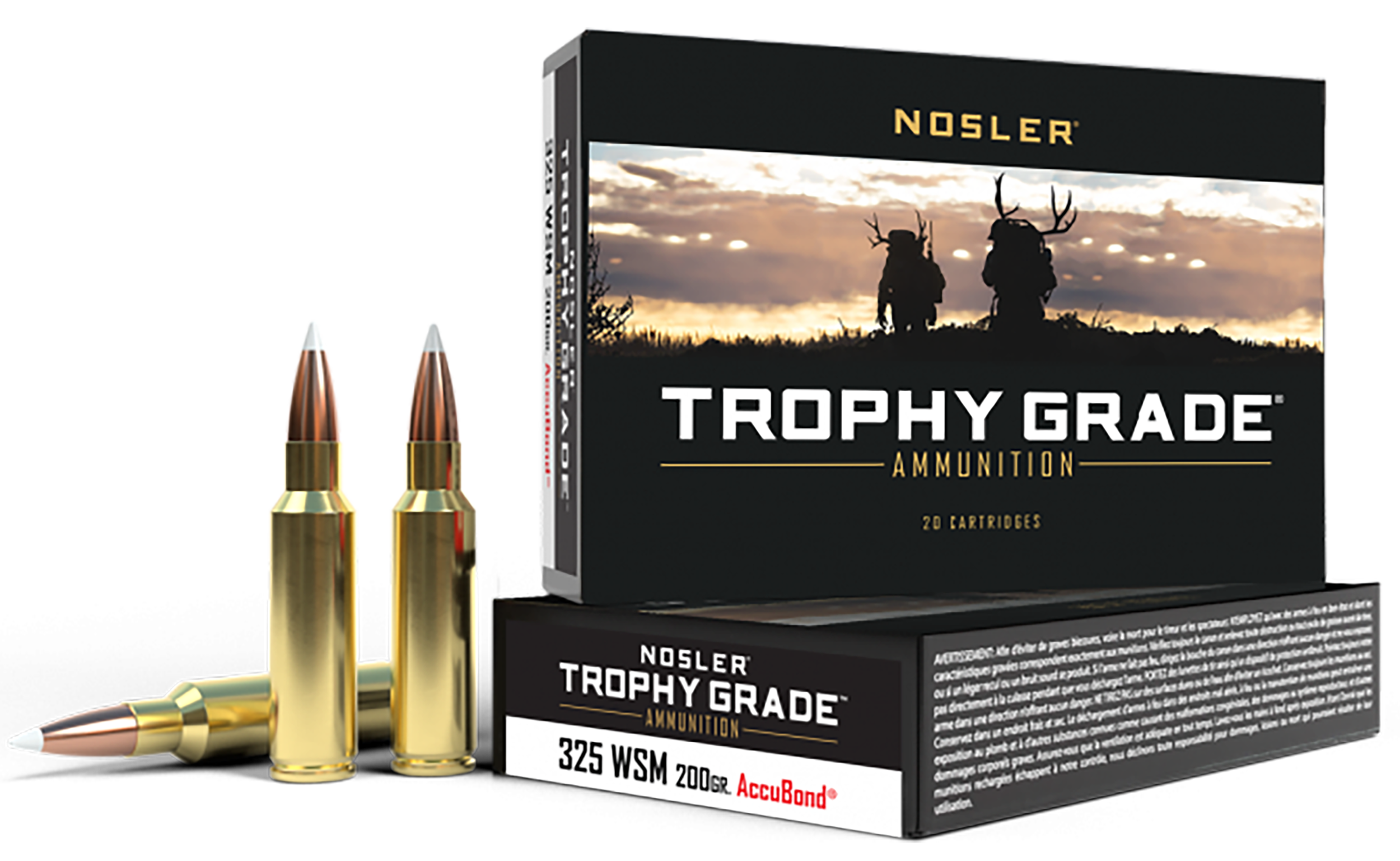 Nosler Trophy Grade Ammunition 325 Winchester Short Magnum (WSM) 200 Grain AccuBond 20RD