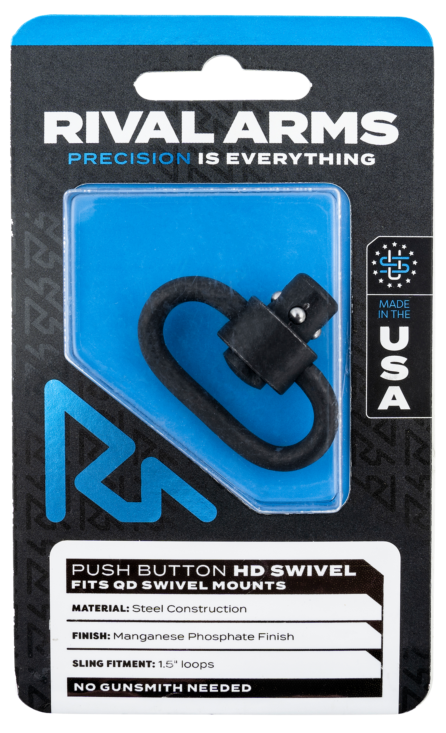 Rival Arms RARA92S1B HD SwivelBlack Manganese Phosphate Steel with 1.25" Loop & Push Button