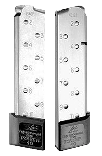 CMC Products 15150 Power MagStainless Steel with Black Base Pad Detachable 10rd 45 ACP for 1911 Government