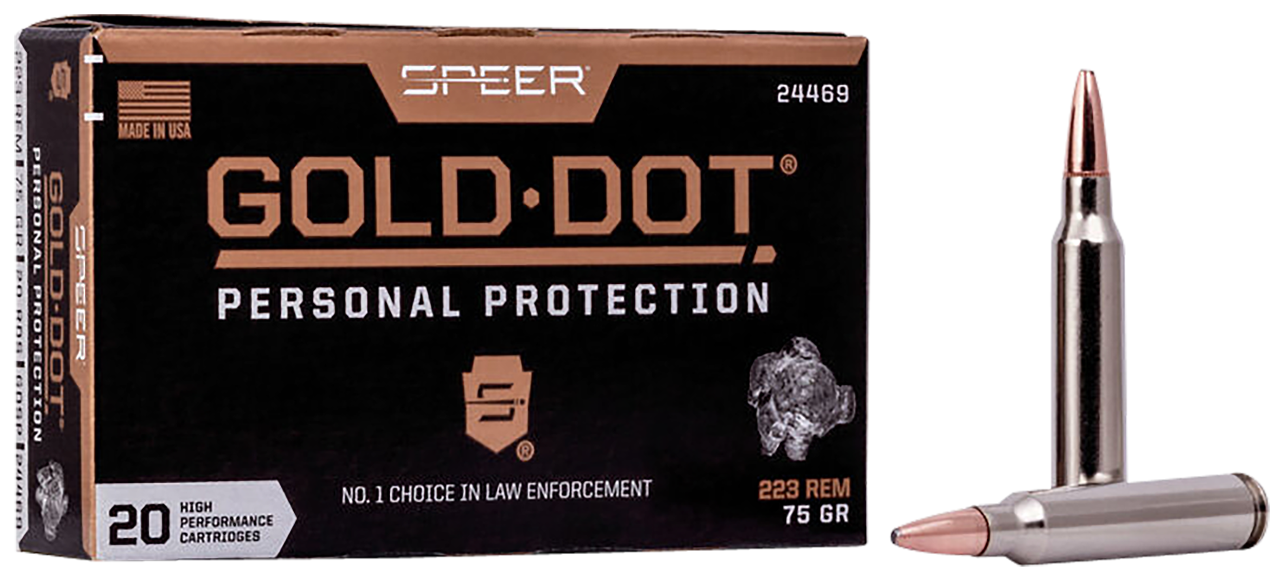 Speer Gold Dot Ammunition 223 Remington 75 Grain Gold Dot Bonded Soft Point 20RD