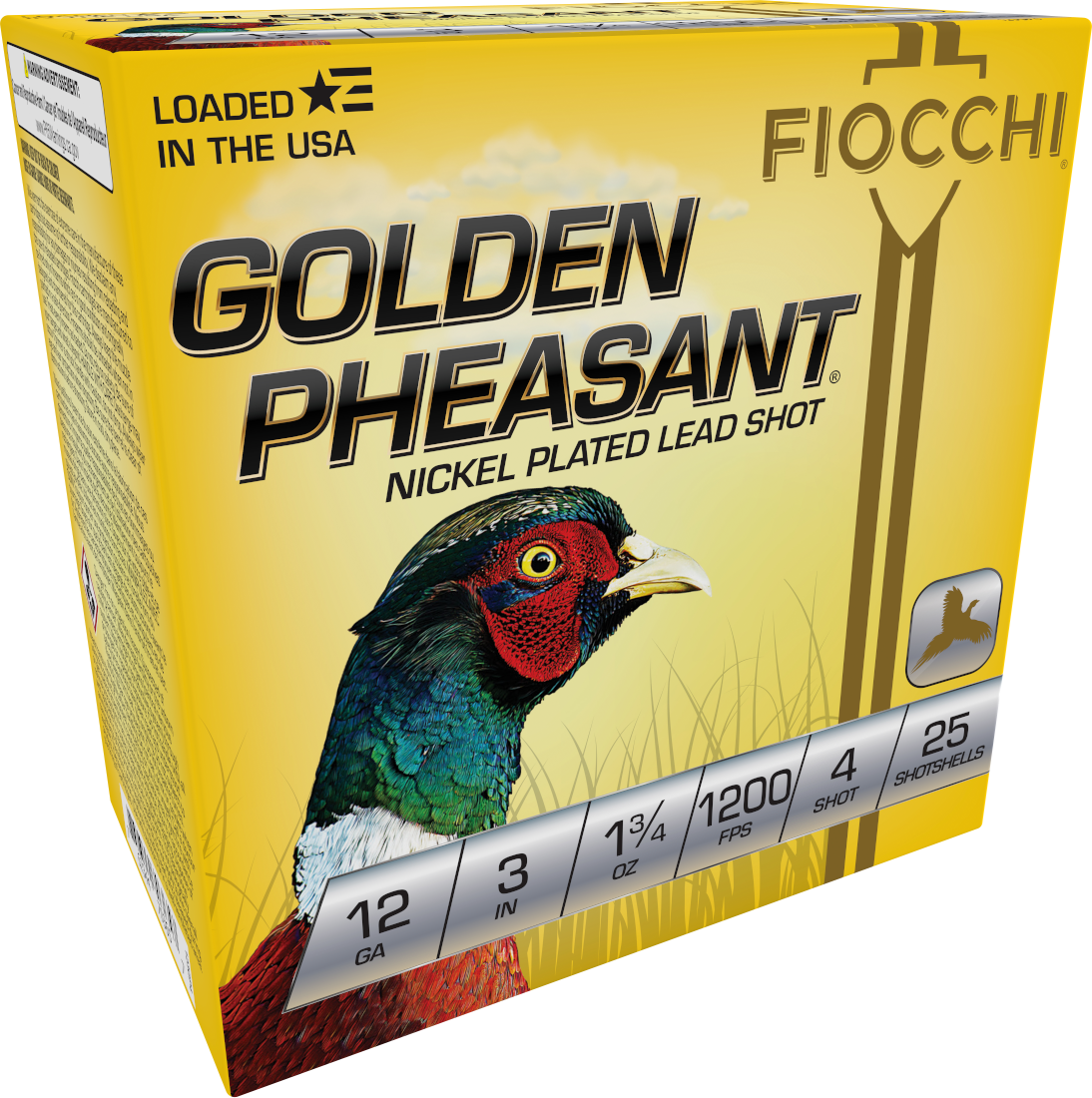 Fiocchi Golden Pheasant Ammunition 12 Gauge Nickel Plated Shot
