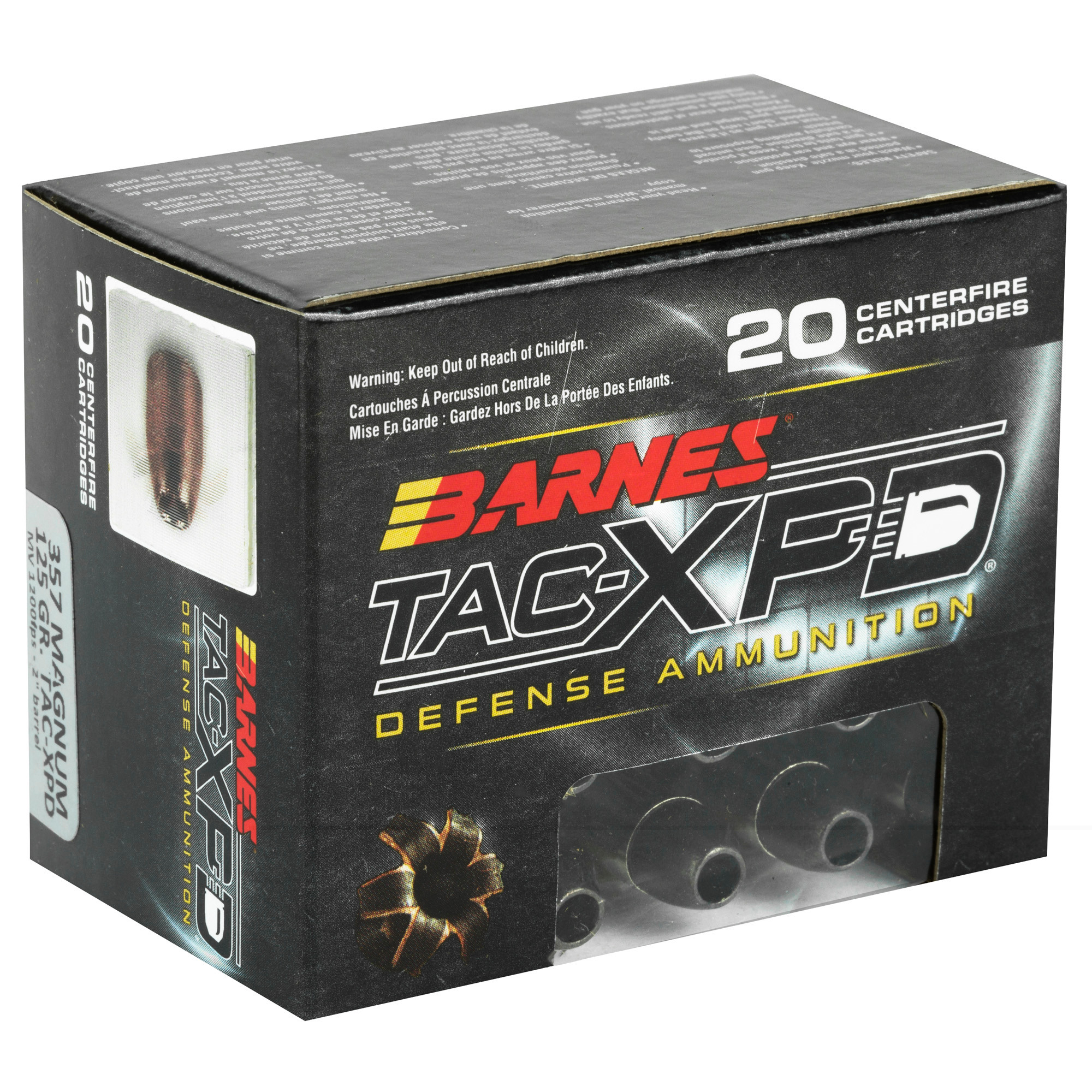 Barnes TAC-XPD Ammunition 357 Magnum 125 Grain TAC-XP Hollow Point Lead-Free 20RD