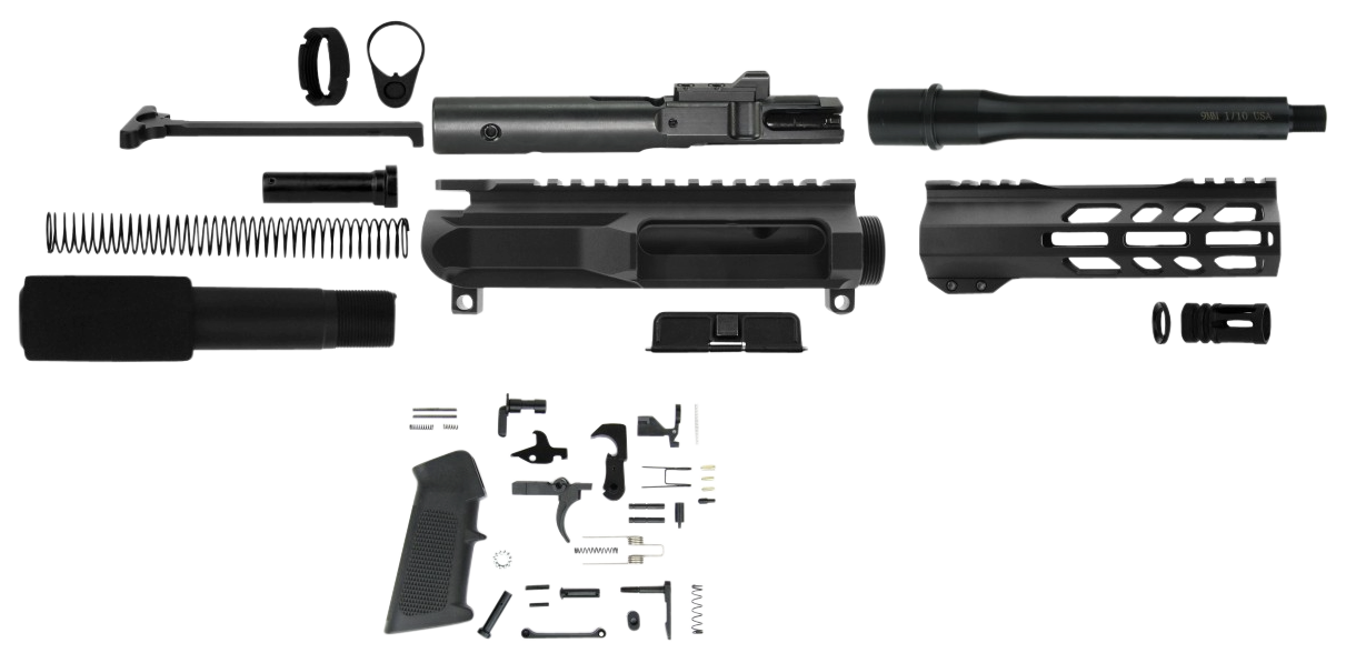 TacFireAR Build Kit9mm Luger 7.50" Barrel Black for AR Platform