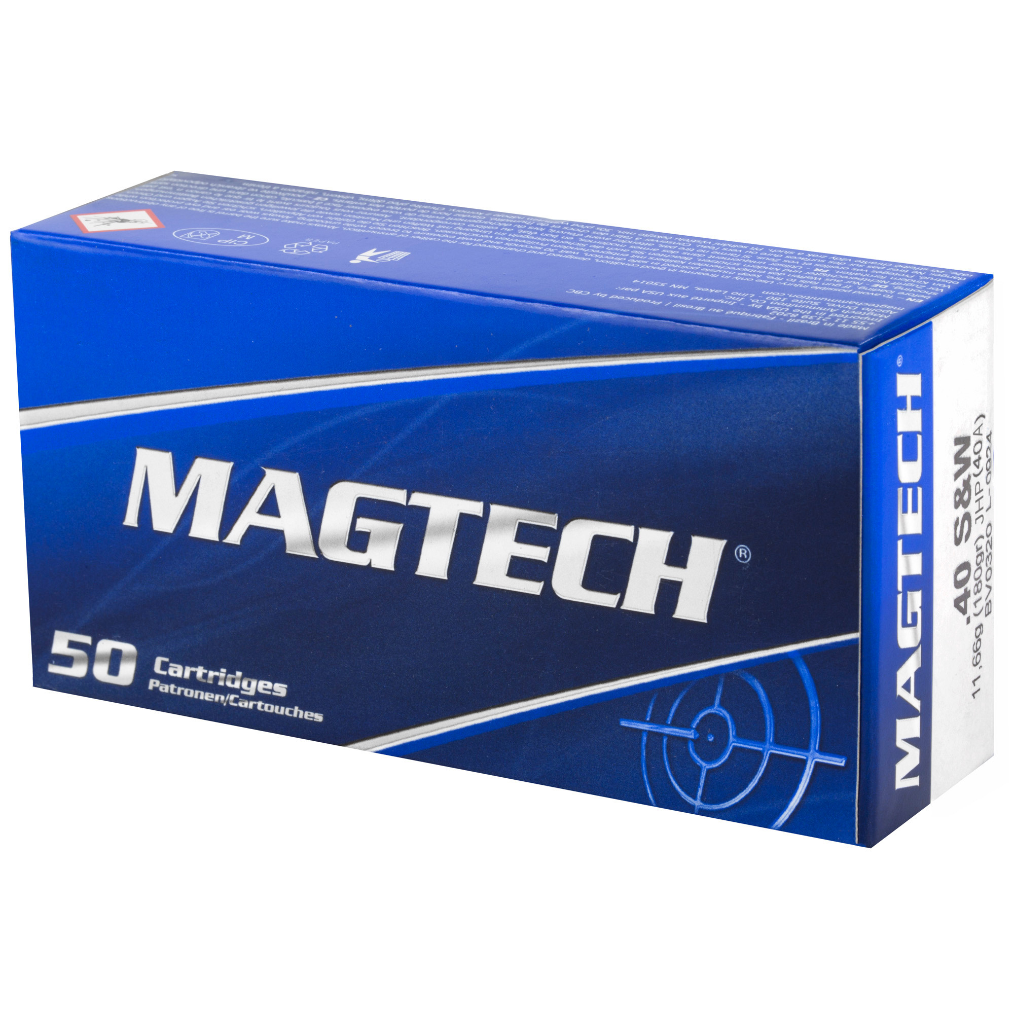 Magtech Ammunition 40 S&W 180 Grain Jacketed Hollow Point Box of 50