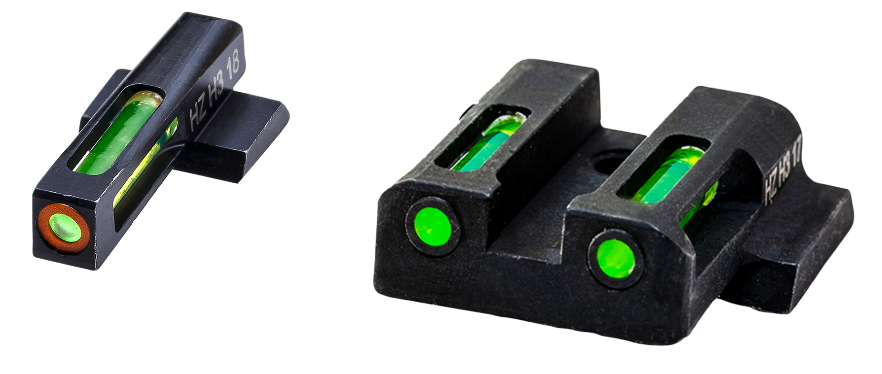 HiViz MPSN521 LiteWave H3 Tritium/LitePipe S&W M&P Shield Sight SetBlack | Green Tritium with Orange Outline Front Sight Green Fiber Optic Rear Sight