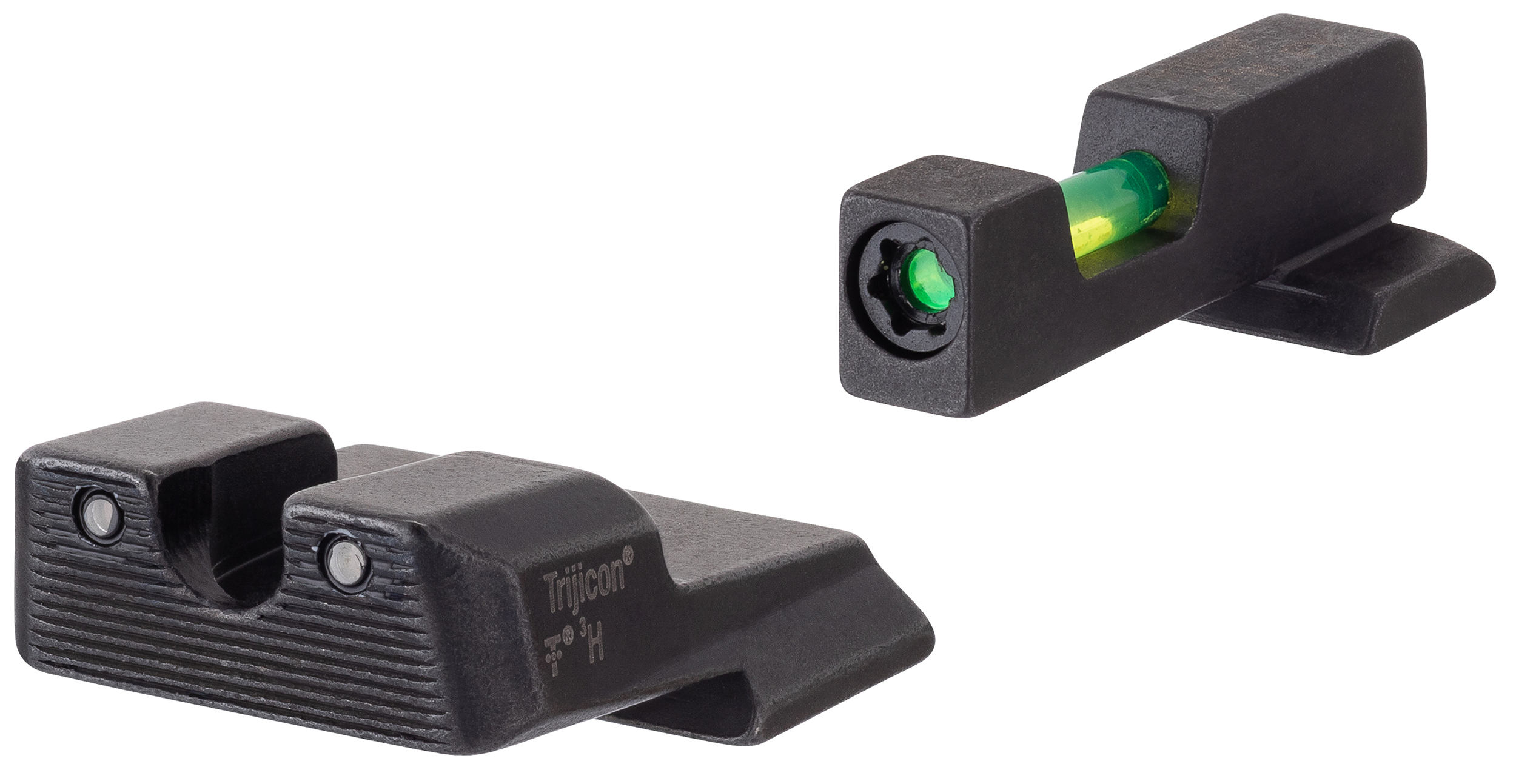 Trijicon 601110 DI Night Sight Set- Smith & Wesson M&P SHIELDBlack | Green Tritium/Fiber Optic Front Sight Black Outline Front Sight Green Tritium Black Outline Rear Sight