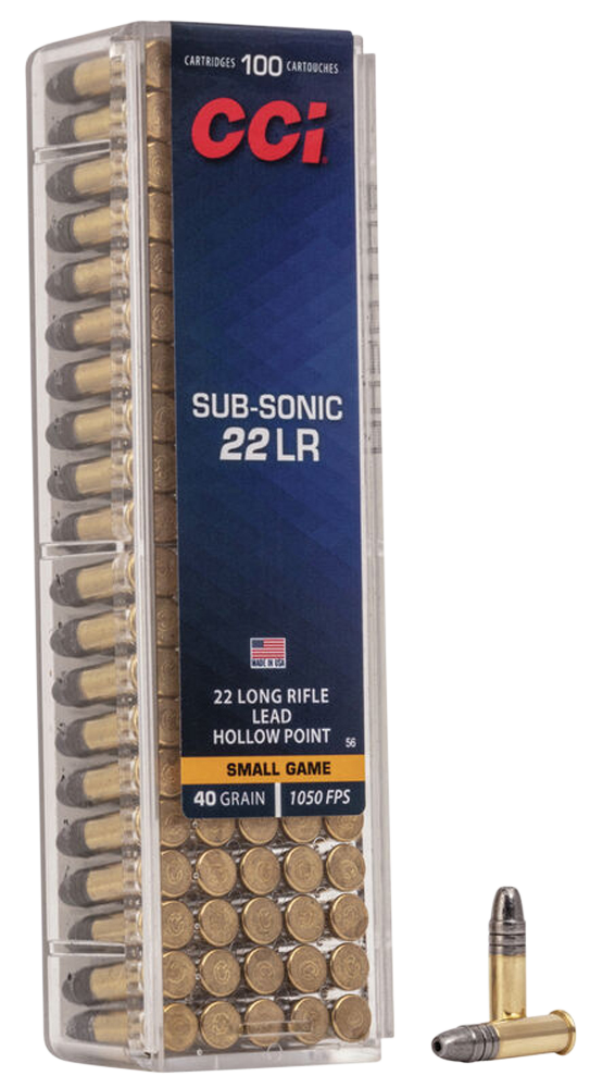 CCI Ammunition 22 Long Rifle Subsonic 40 Grain Lead Hollow Point Box of 100