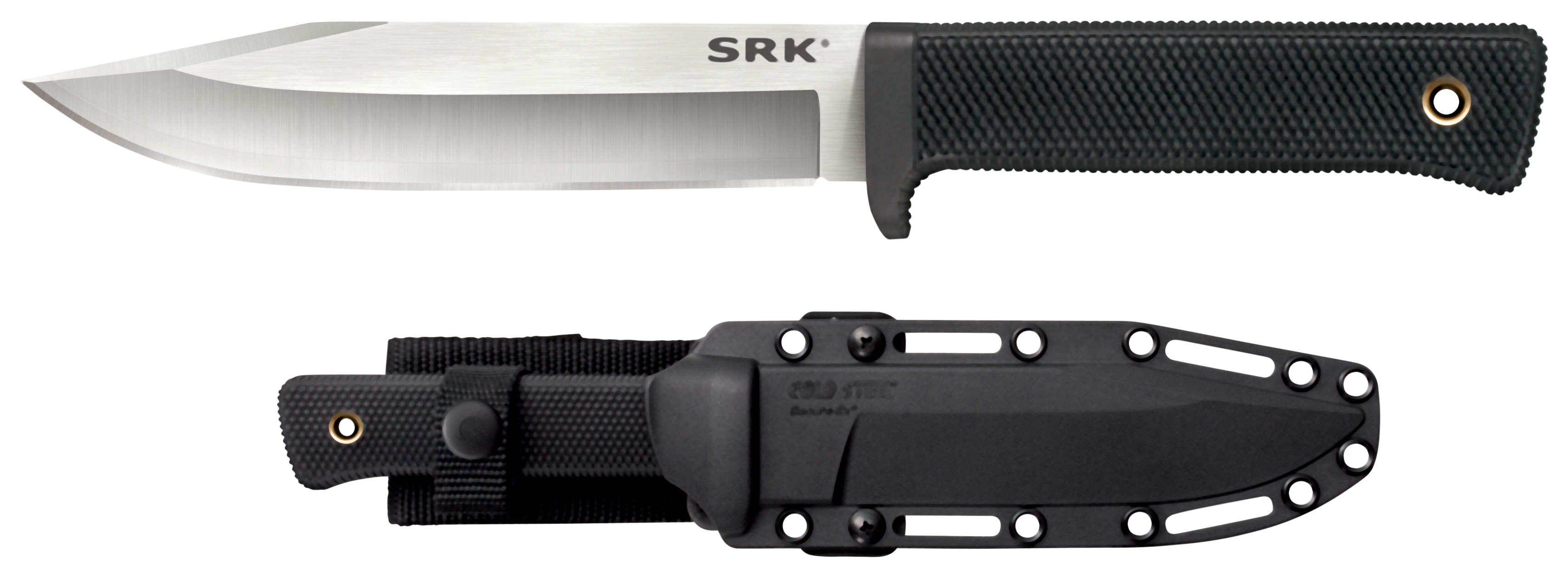 Cold Steel CS35AN San Mai SRK 6" Fixed Plain Satin VG-10 San Mai Blade/Black Checkered w/Finger Guard Kray-Ex Handle
