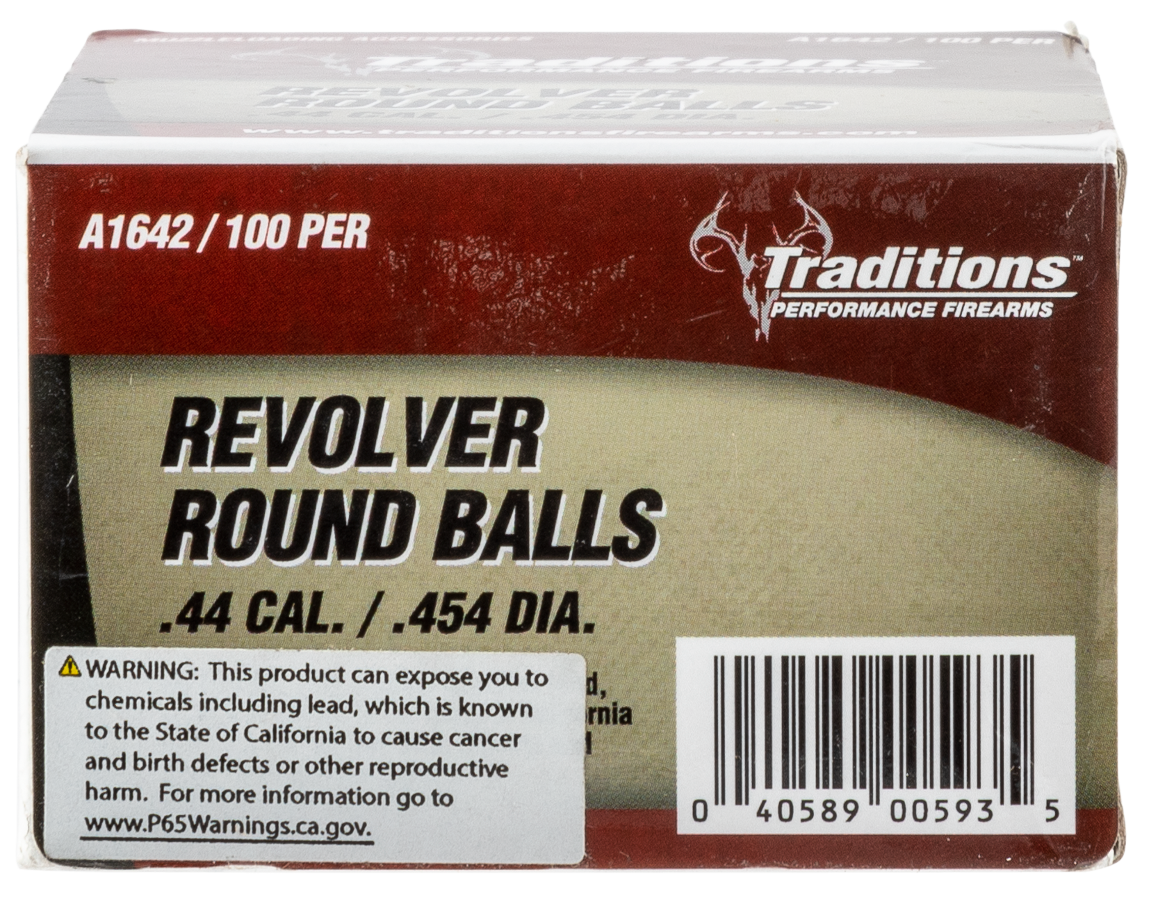 Traditions A1642 Revolver44 Cal .454 Lead Ball 140 gr 100