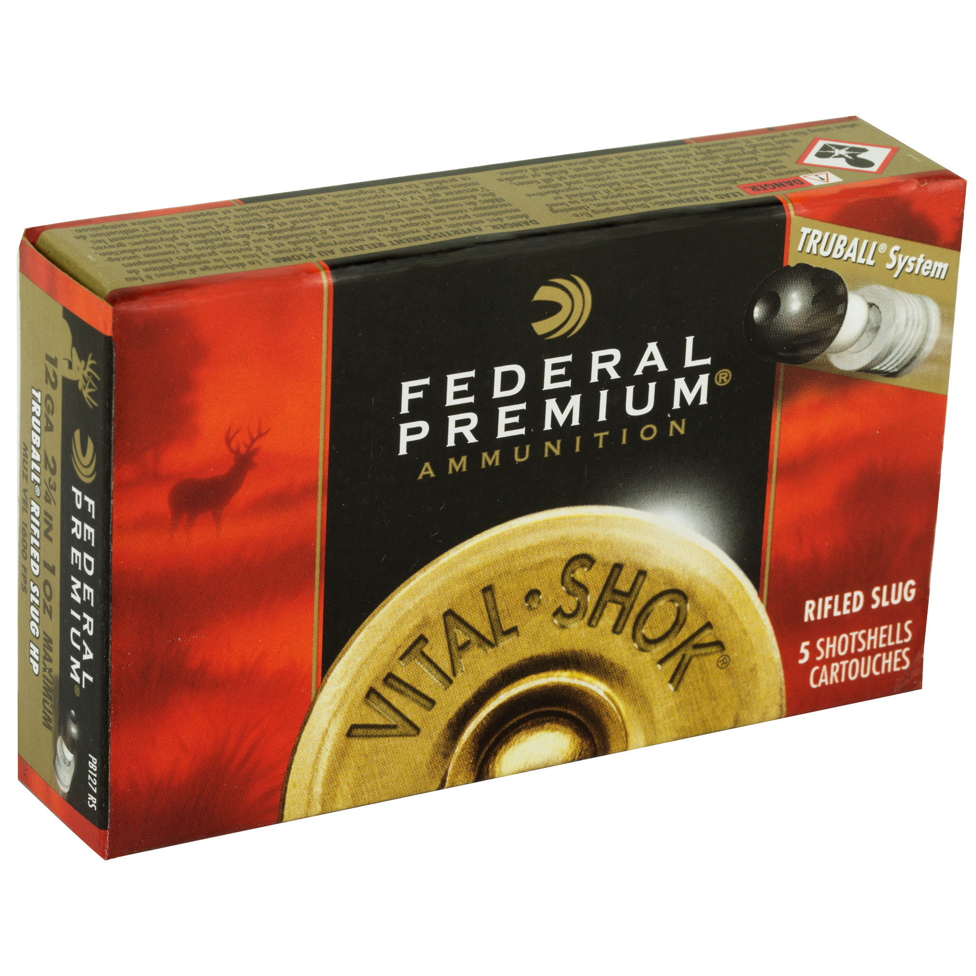 Federal Premium Vital-Shok Ammunition 12 Gauge 2-3/4" 1 oz TruBall Hollow Point Rifled Slug Box of 5