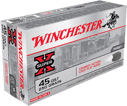 Winchester USA Cowboy Ammunition 45 Colt (Long Colt) 250 Grain Lead Flat Nose Box of 50