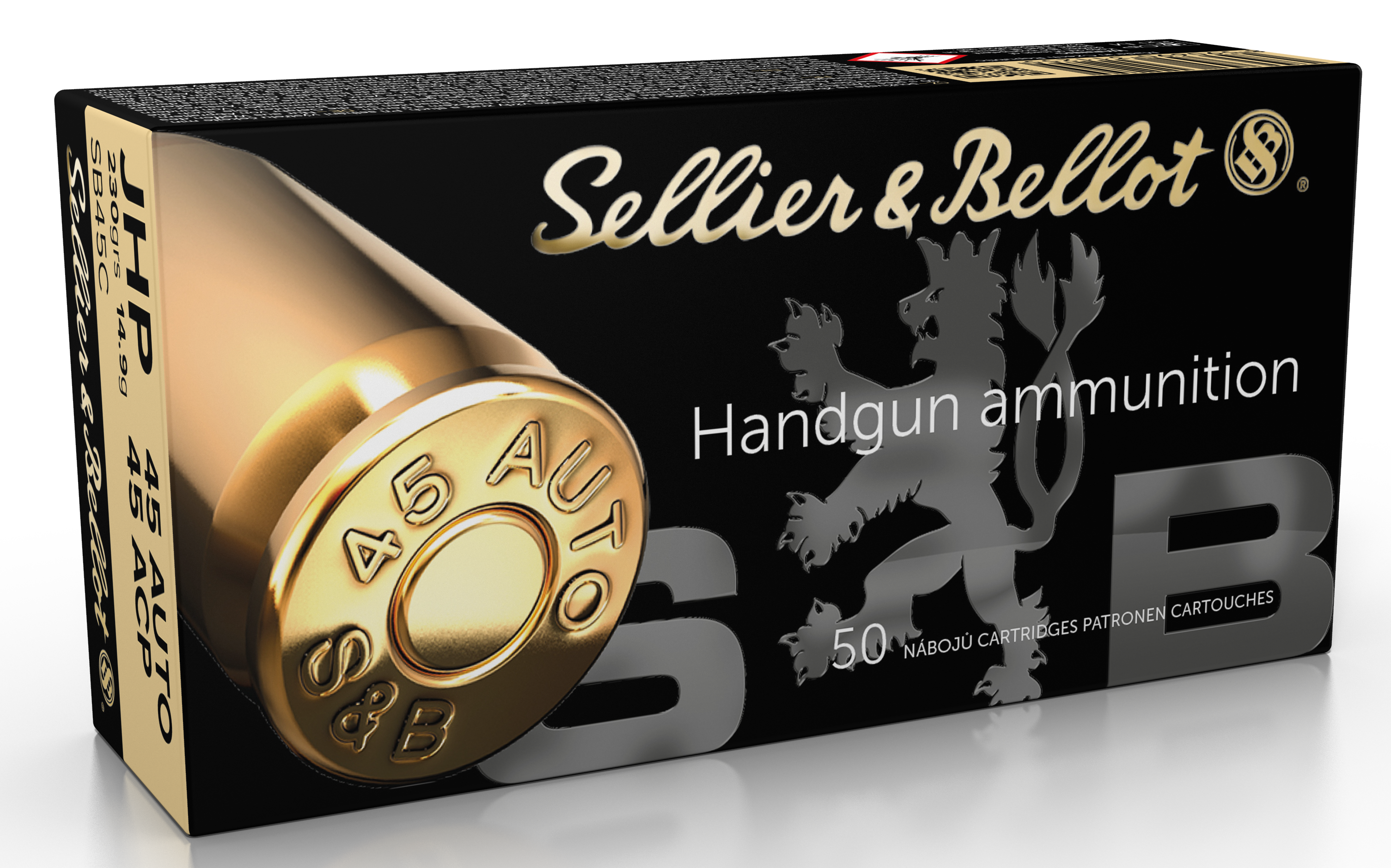 Sellier & Bellot SB45C Handgun45 ACP 230 gr 889 fps Jacketed Hollow Point (JHP) 50 Bx/20 Cs