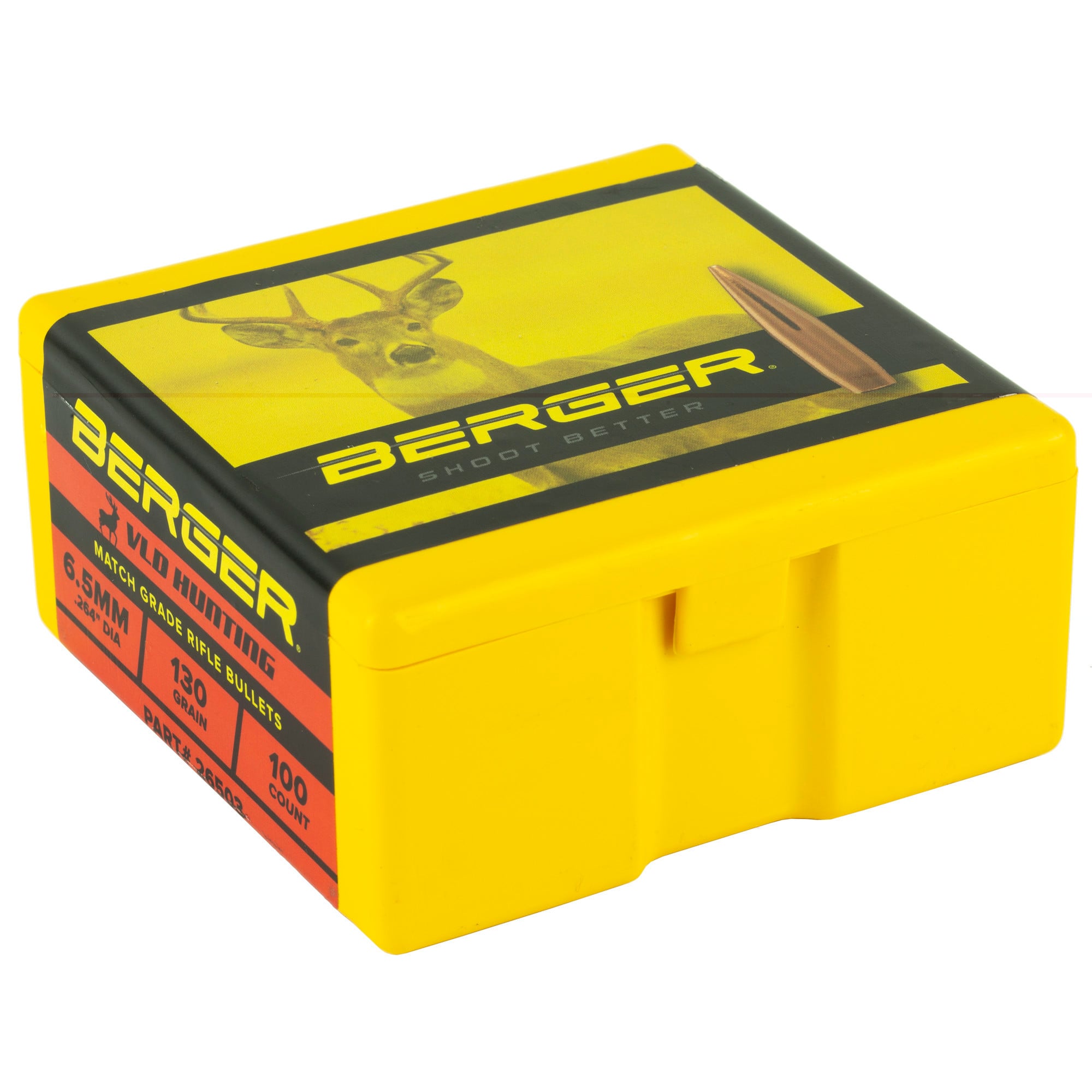 Berger Hunting Bullets 264 Caliber, 6.5mm (264 Diameter) 130 Grain VLD Hollow Point Boat Tail