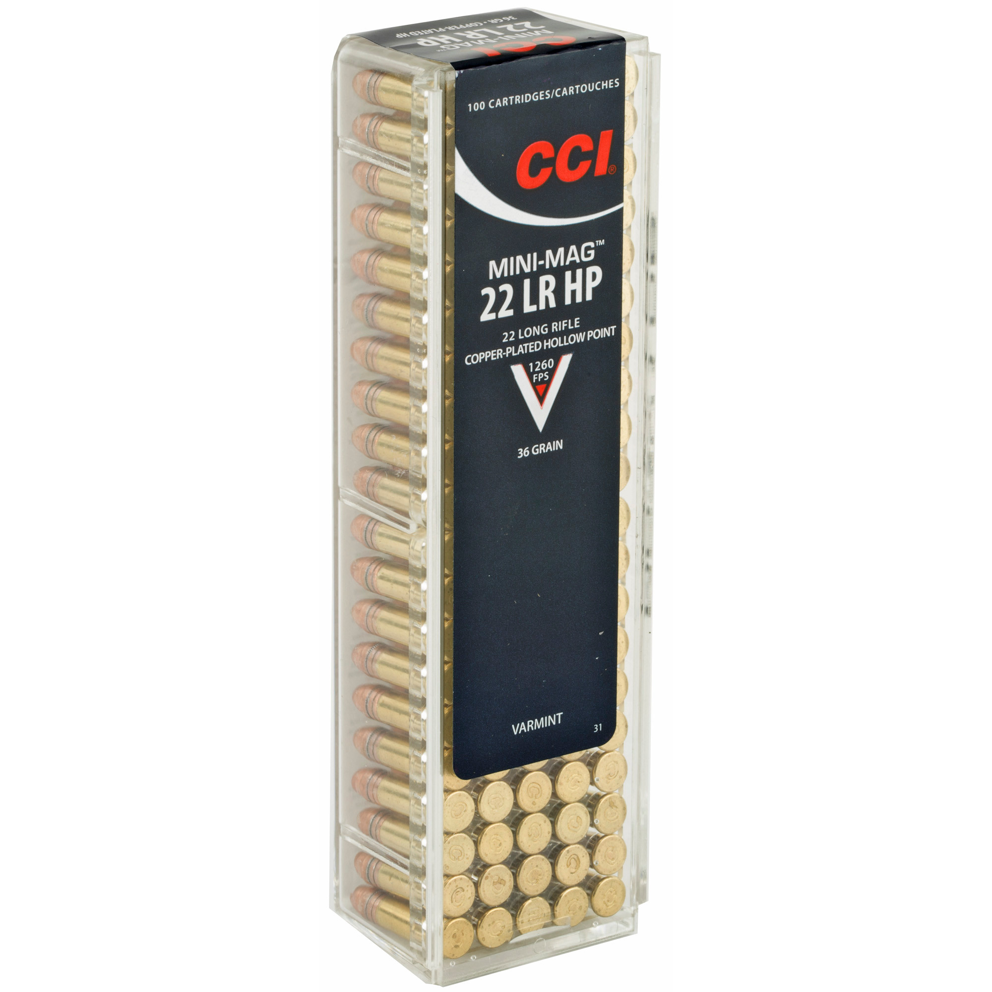 CCI Mini-Mag Ammunition 22 Long Rifle 36 Grain Plated Lead Hollow Point