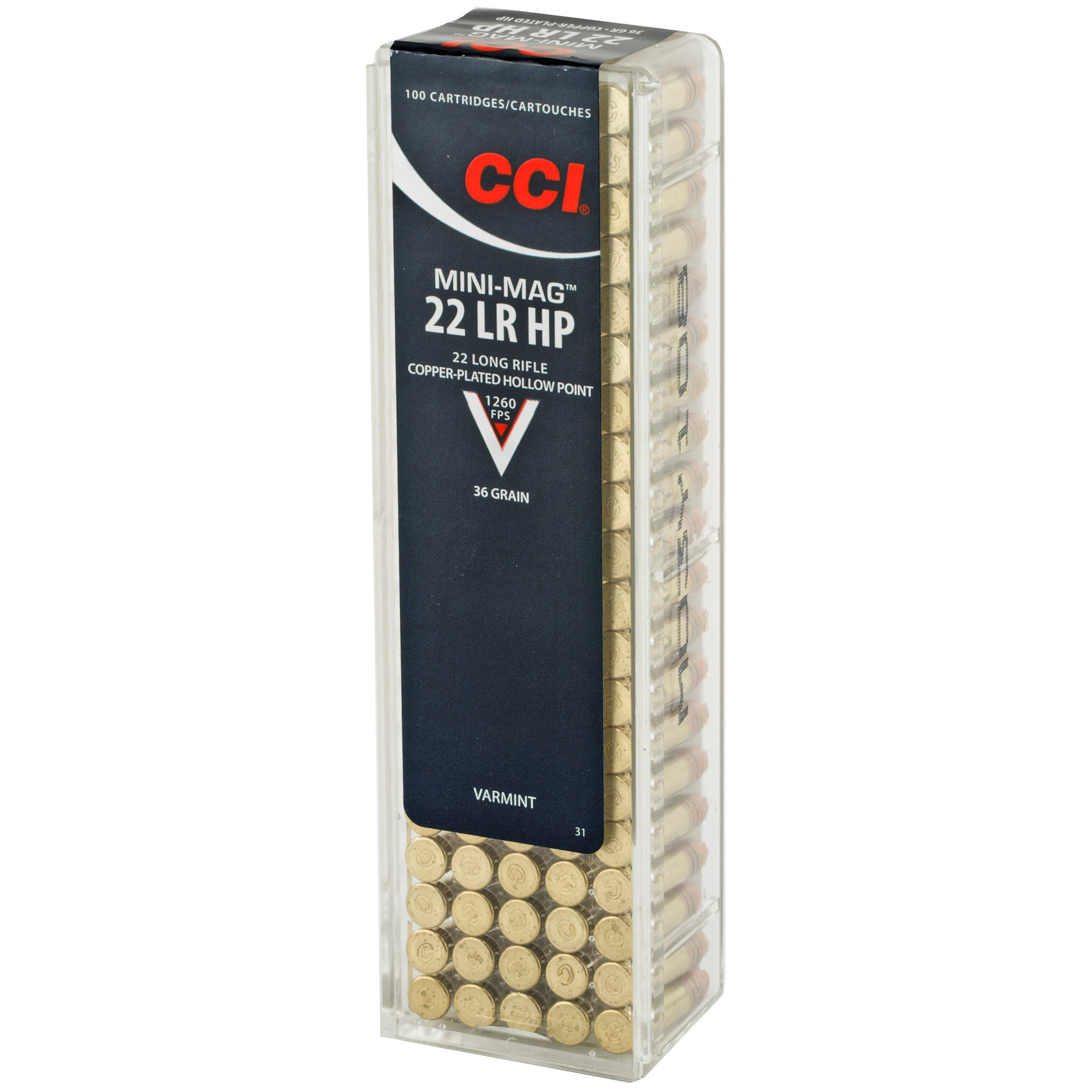 CCI Mini-Mag Ammunition 22 Long Rifle 36 Grain Plated Lead Hollow Point