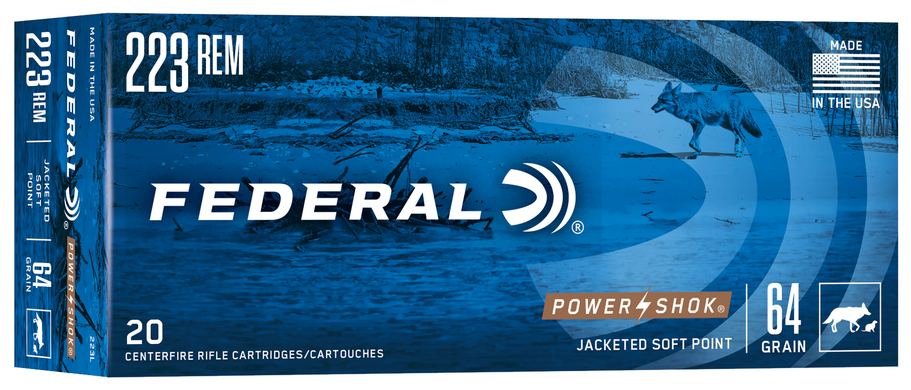 Federal Power-Shok Ammunition 223 Remington 64 Grain Soft Point 20RD