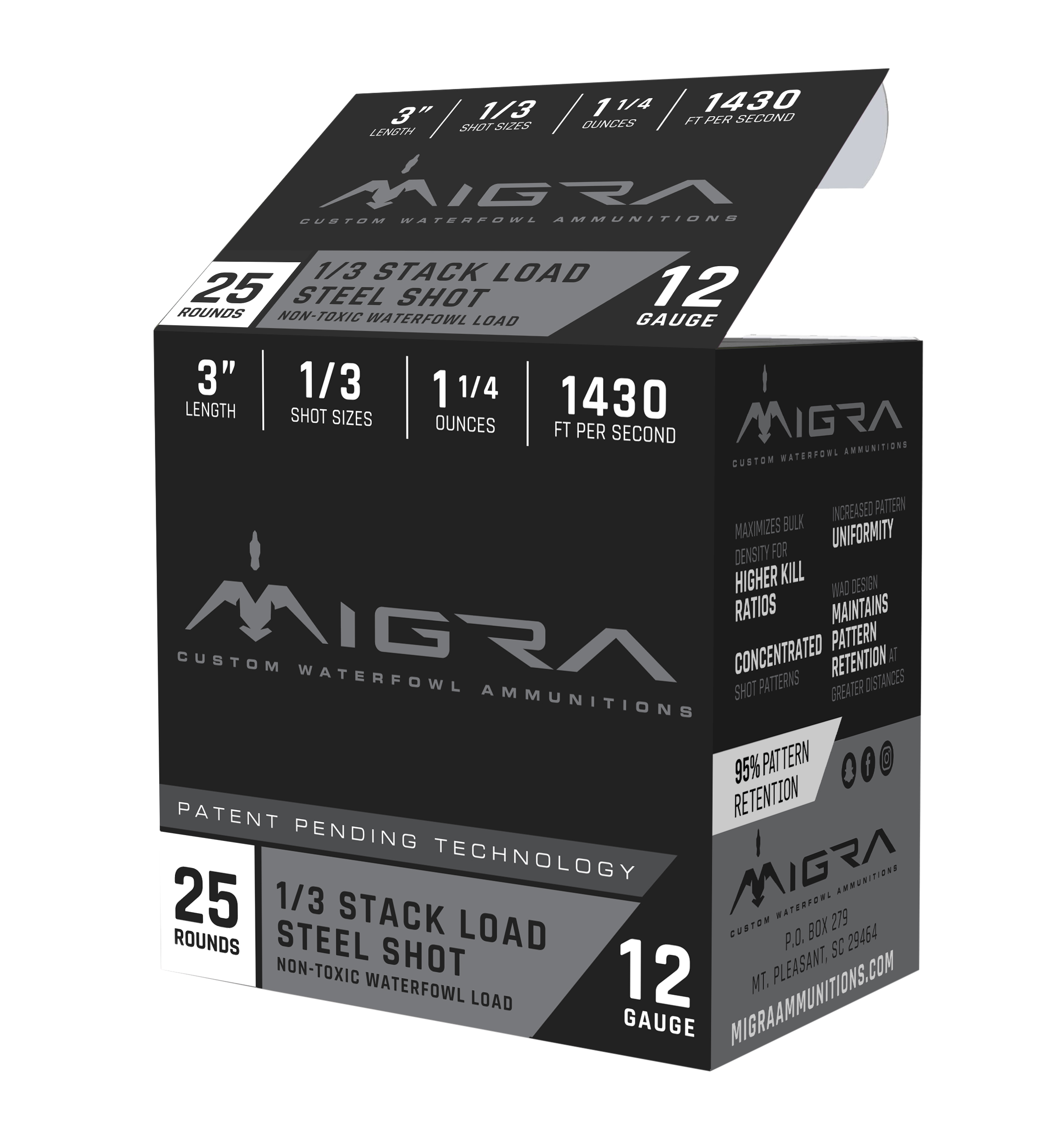 Migra Ammunitions M12S13 Combinational Hunting 12 Gauge 3" 1 1/4 oz 1/3 Shot 25 Per Box/ 10 Cs