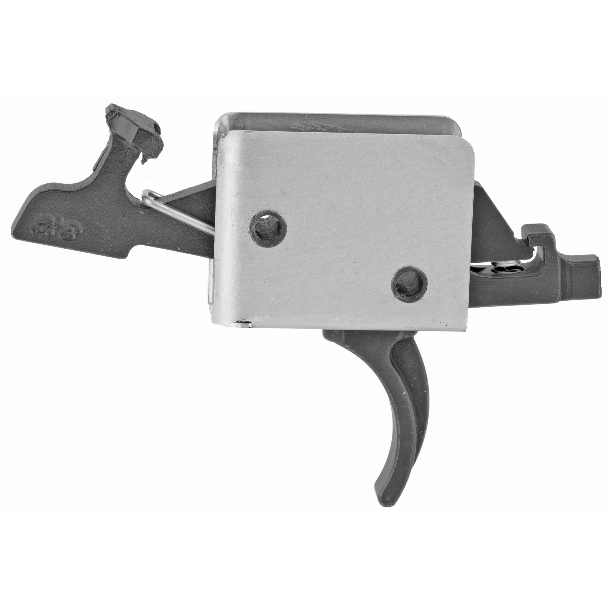 CMC Triggers 92502 Drop-InTwo-Stage Curved Trigger with 2 lbs Draw Weight & Black/Silver Finish for AR-15/AR-10