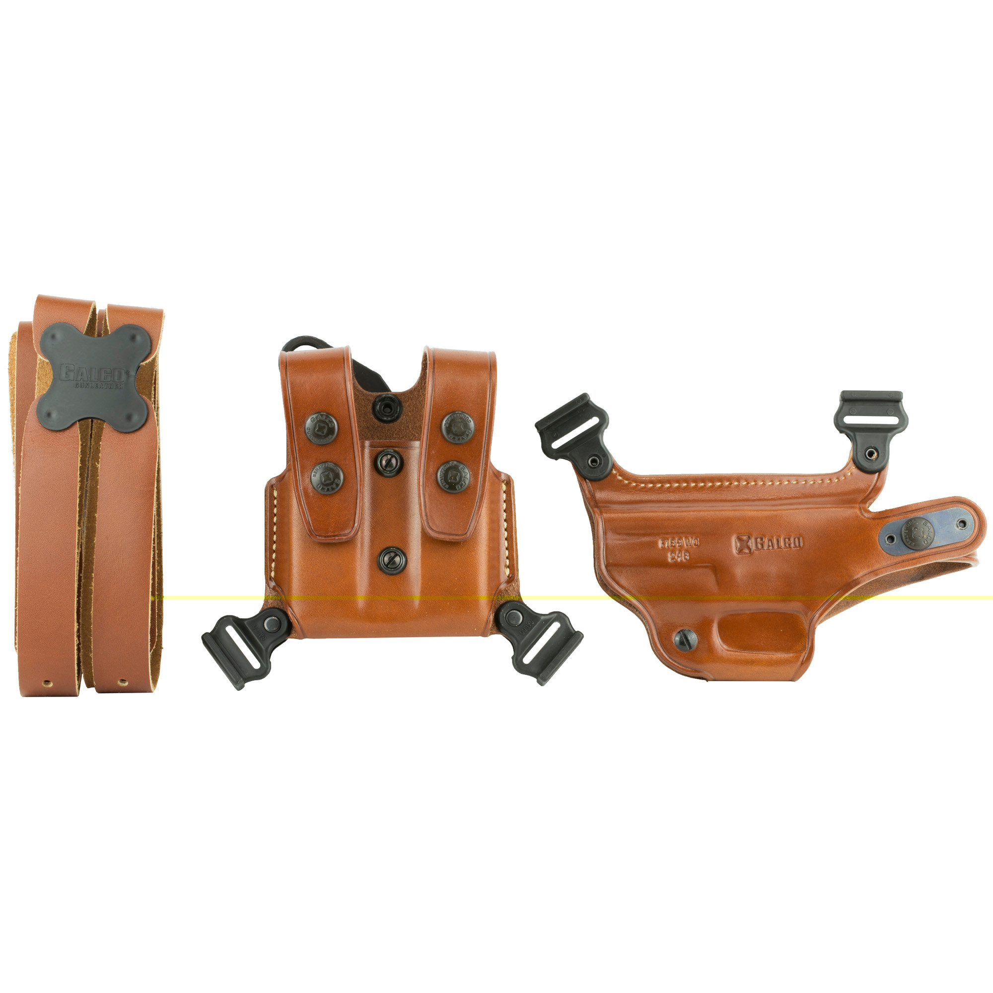 Galco MC248 Miami Classic Shoulder System Size Fits Chest Up To 56" Tan Leather Fits Sig P220 Fits Sig P226 Fits Browning BDA Right Hand