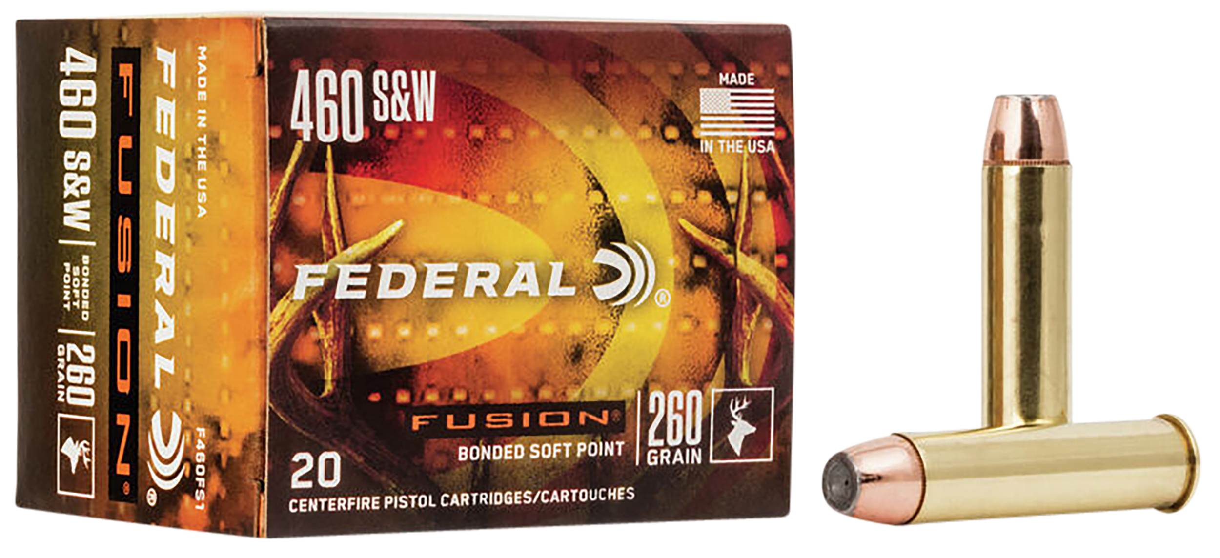 Federal Fusion Ammunition 460 S&W Magnum 260 Grain Bonded Jacketed Hollow Point 20RD