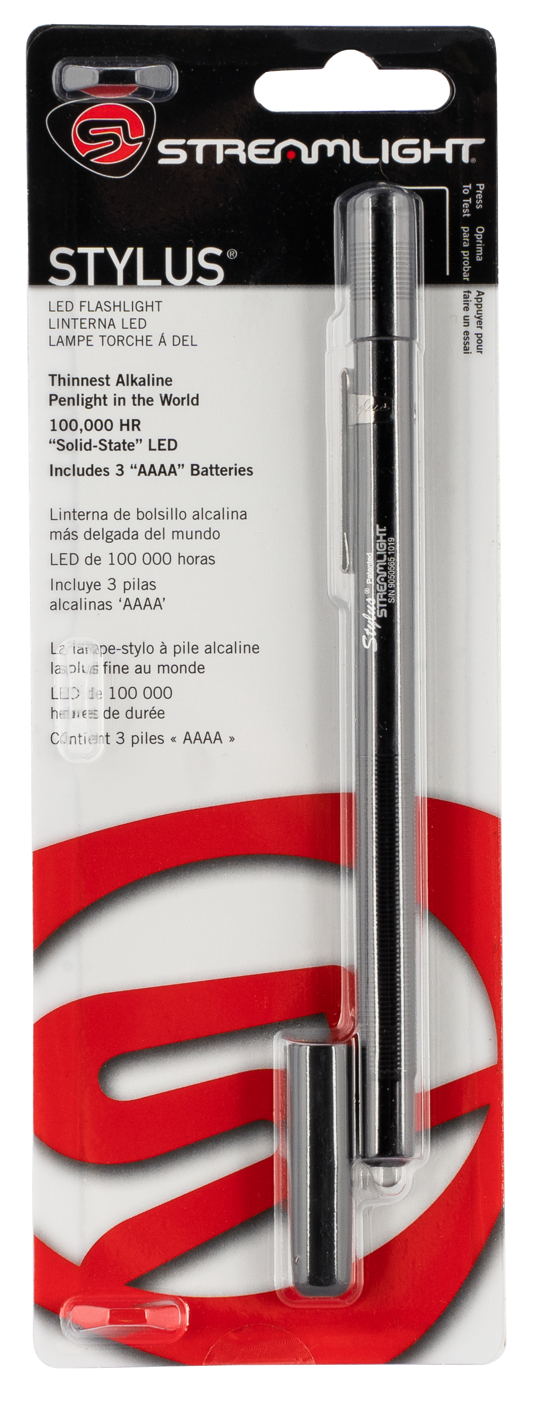 Streamlight Stylus Flashlight LED with 3 AAAA Batteries Aluminum Black