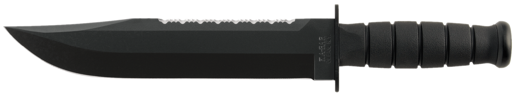 Ka-Bar 2211 Big Brother Kraton 9.38" Fixed Top Serrated/Bottom Straight Plain Black 1095 Cro-Van Blade Black Kraton G Handle