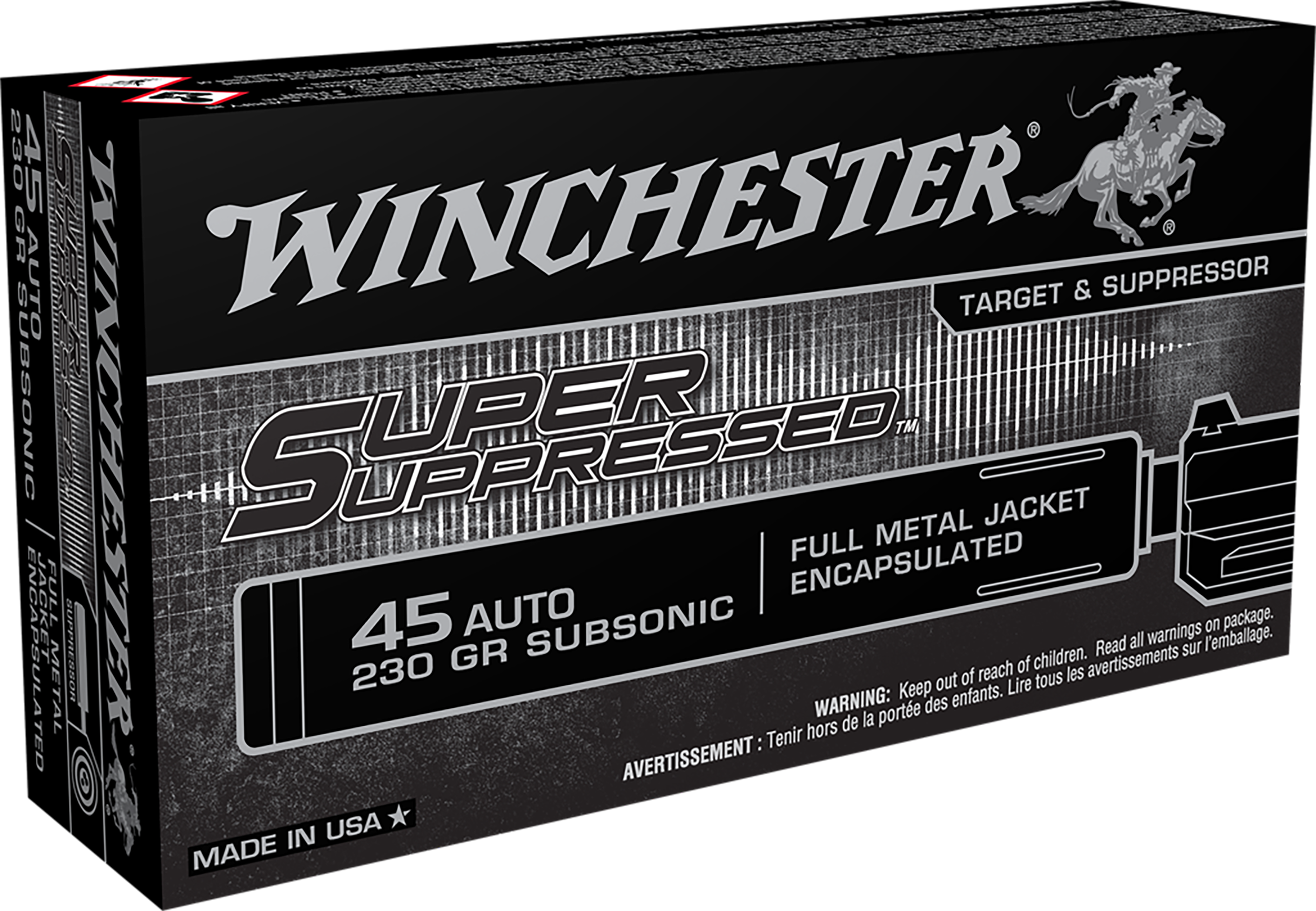 Winchester Super Suppressed Ammunition 45 ACP 230 Grain Full Metal Jacket