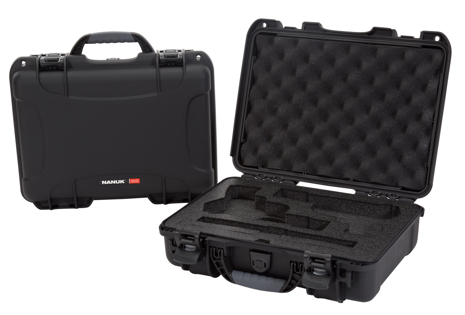 Nanuk 910CLASG1 910 Classic 2 Up Pistol Case Black Polymer with Latches & Closed-Cell Foam Padding 13.20" L x 9.20" W x 4.10 " H Interior Dimensions