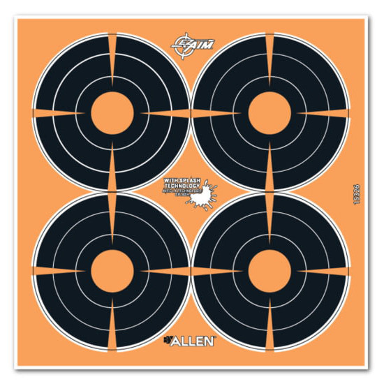 Allen 15326 EZ Aim Splash Self-Adhesive Paper 3" Bullseye Black/Orange 12 Per Pack