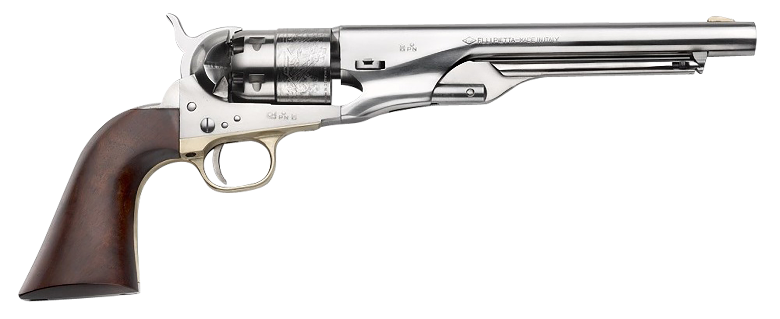 Pietta PF60OS448 1860 Army "Old Silver" 44 Cal 8" 6 Shot Old Silver Steel Frame, Cylinder & Round Barrel w/Walnut Grip