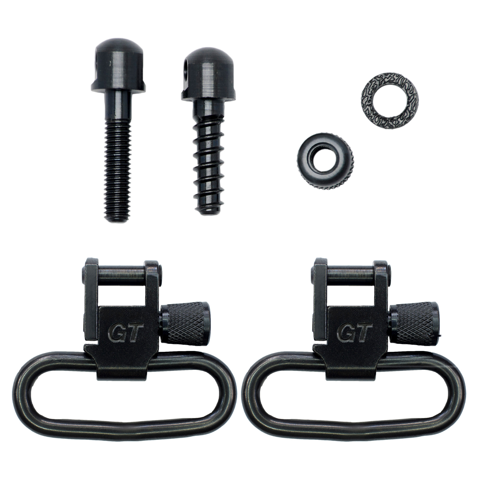 GrovTec Sling Swivel Studs with 1-1/4" Locking Swivels Set with Machine Screw Forend Steel Black