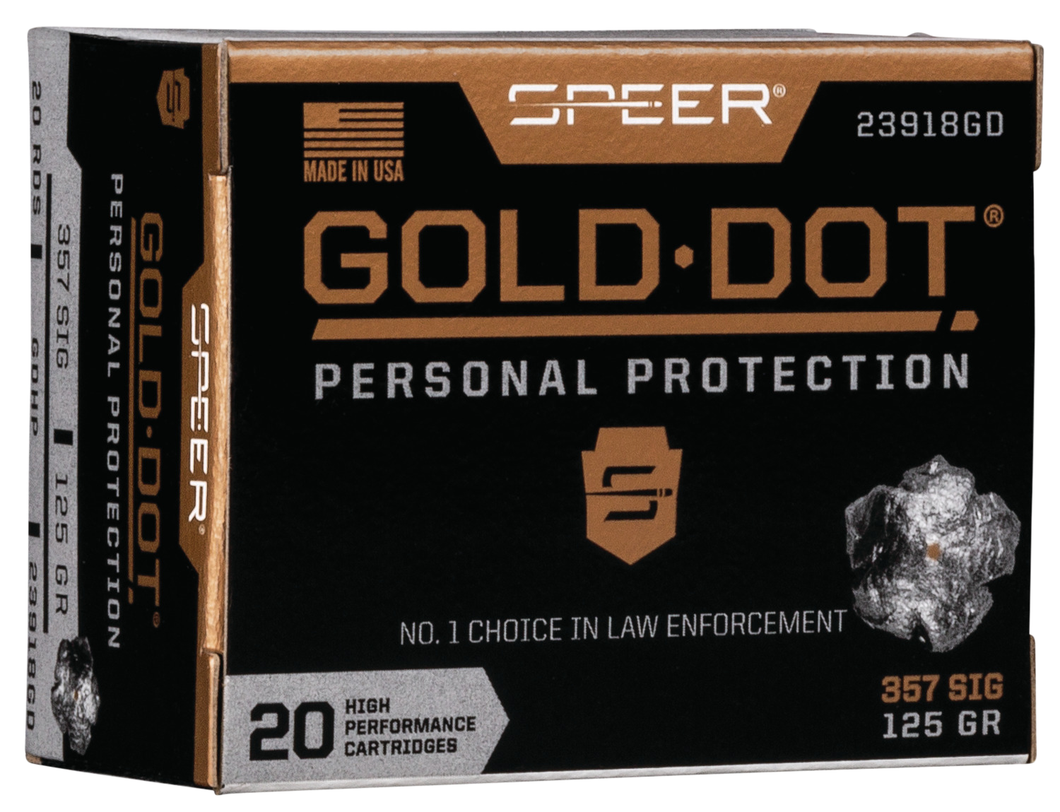 Speer Gold Dot Ammunition 357 Sig 125 Grain Jacketed Hollow Point 20RD
