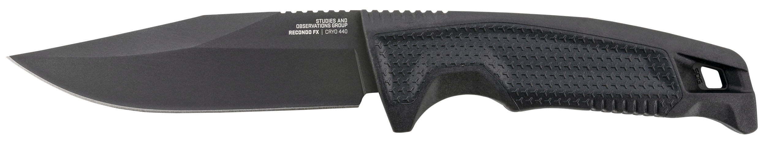 S.O.G SOG17220157 Recondo FX 4.60" Fixed Plain Satin TiNi Full Tang Cryo 440C SS Blade/ Black Overmolded GRN Handle
