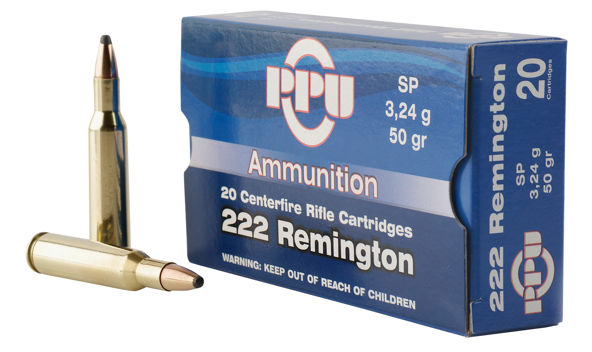 PPU PP222 Standard Rifle Rifle 222 Rem 50 gr Soft Point (SP) 20 Per Box/ 50 Cs