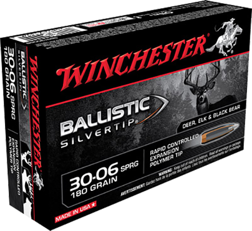 Winchester Ballistic Silvertip Ammunition 30-06 Springfield 180 Grain Rapid Controlled Expansion Polymer Tip 20RD